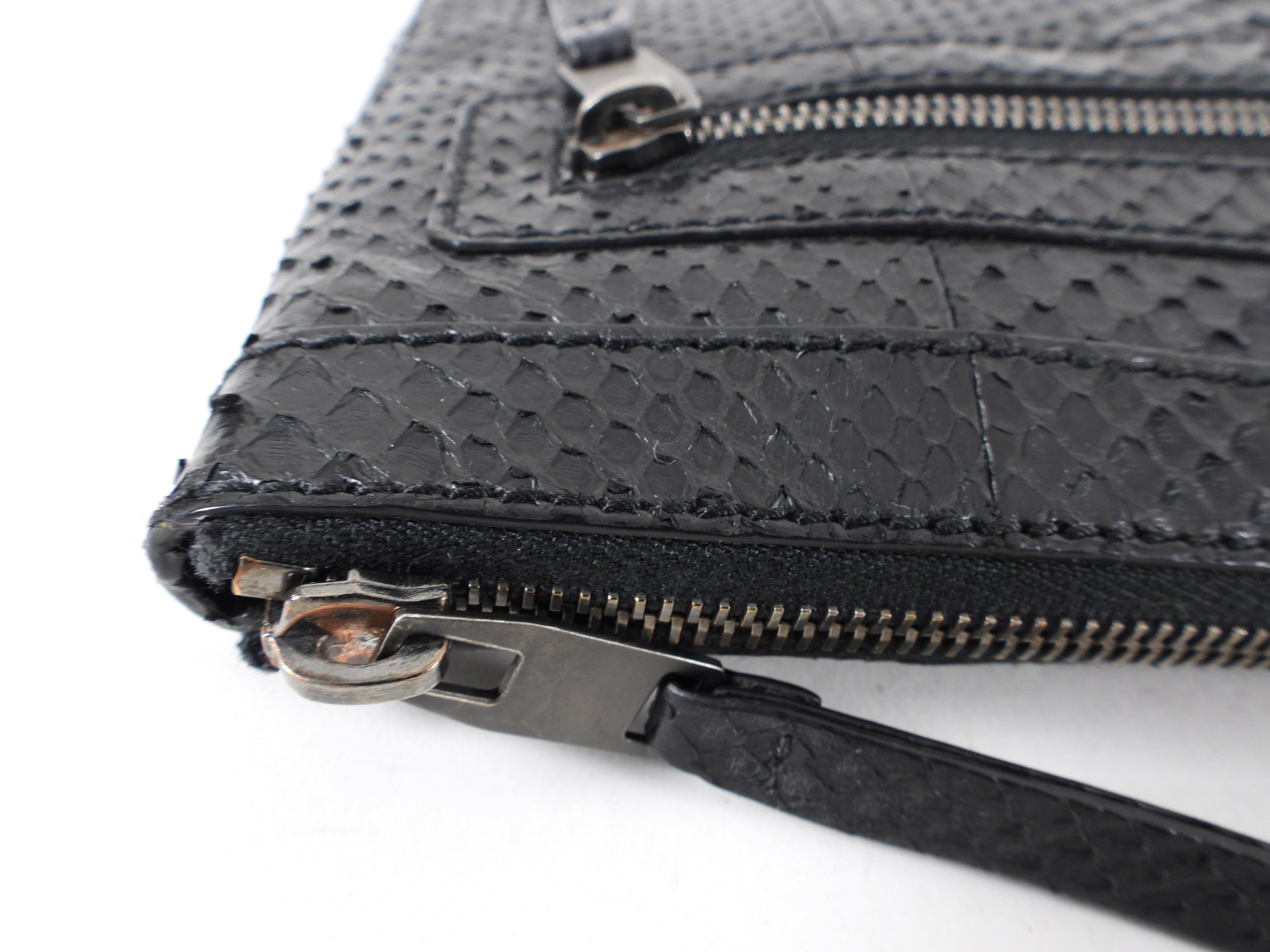 Balenciaga Black Python Arena Classic Clutch Bag for Women - Luxury Designer Handbag for Evening Parties, Date Night & Special Occasions