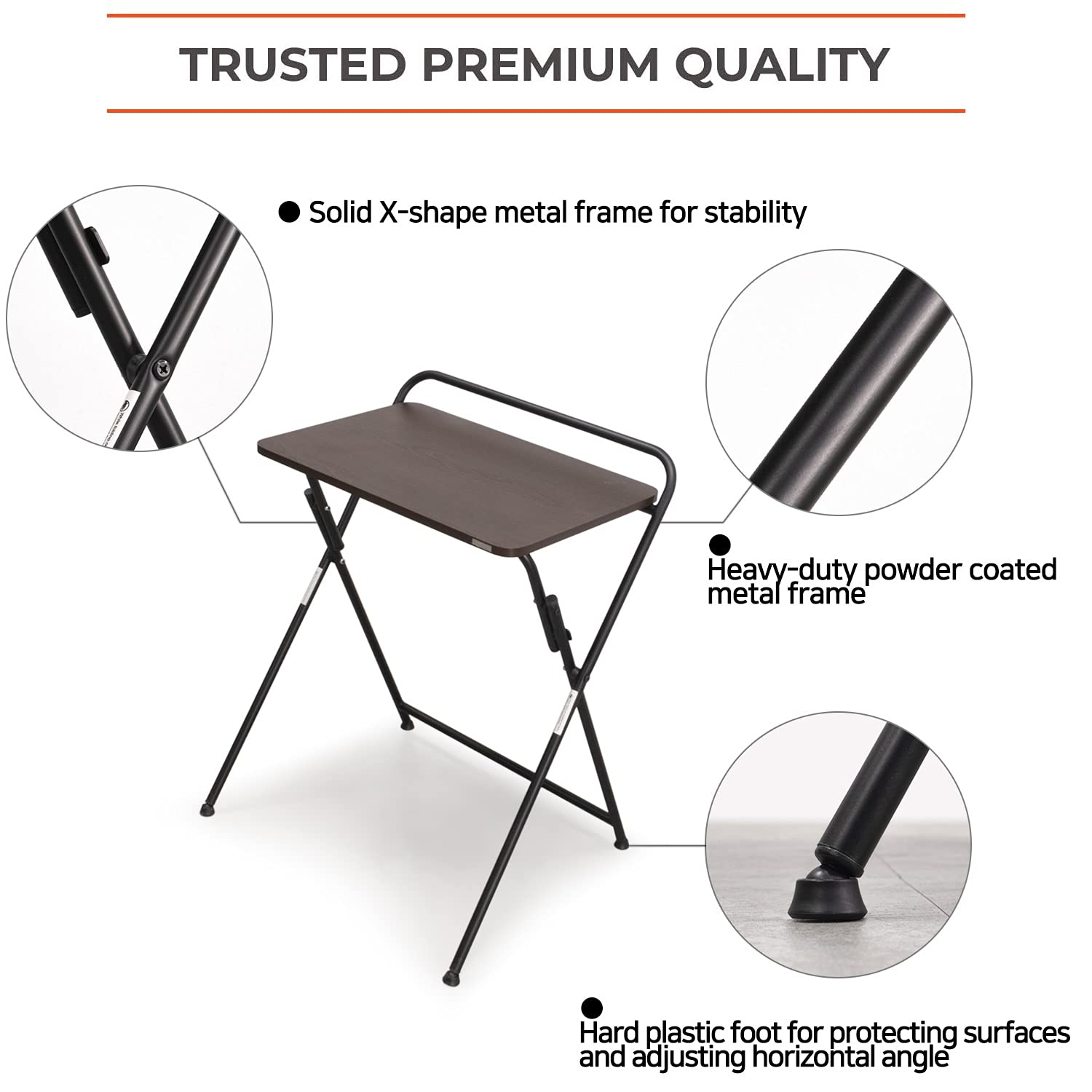SOFSYS Modern Folding Desk for Small Spaces - Computer Gaming Desk, Home Office Writing Desk with Industrial Metal Frame & Premium Desktop (Espresso/Black) - Perfect for Gaming Setup, Remote Work & Study Spaces