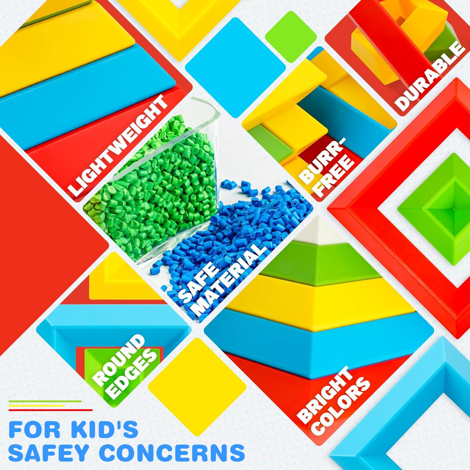 Pyramid Stacking Toys 15Pcs - 3D Puzzle Blocks for Kids 4+ | Preschool Learning & Montessori Play