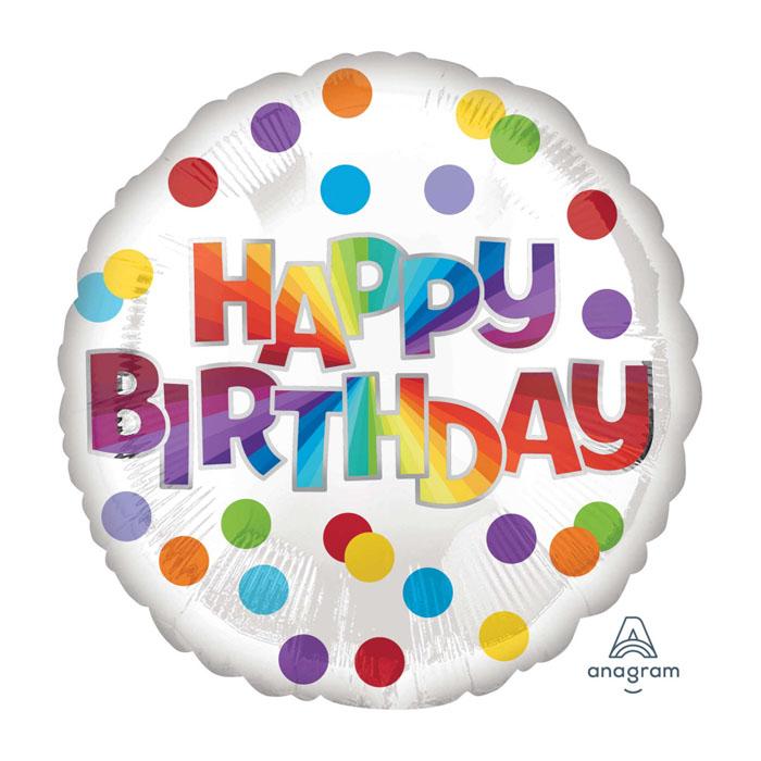 Happy Birthday Rainbow Dots Foil Balloon - Colorful Party Decorations for Birthday Celebrations, Baby Showers & Special Events