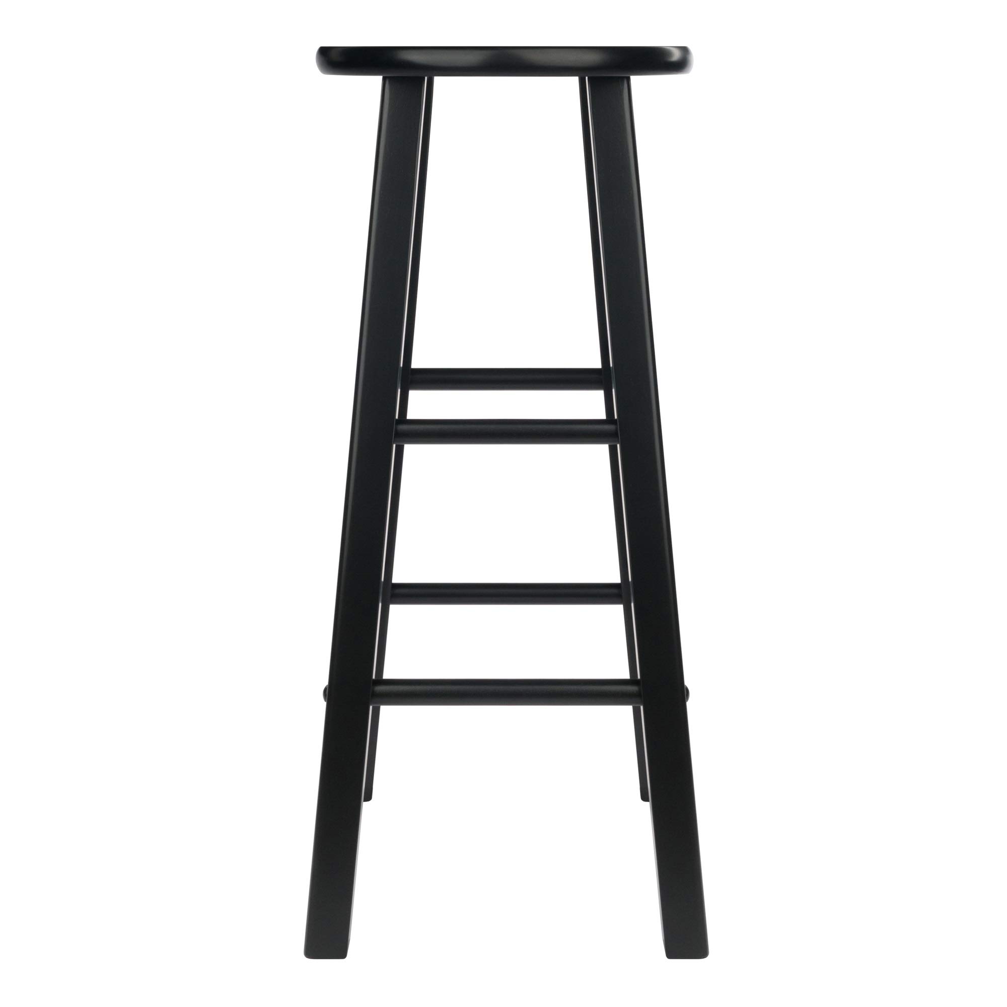 Ergode 2-Piece Wooden Bar Stool Set - Solid Black Wood Construction, 220lbs Weight Capacity, 8 Crossbars for Stability, Compact & Easy Assembly - Perfect for Kitchen Islands, Breakfast Bars, and Home Decor