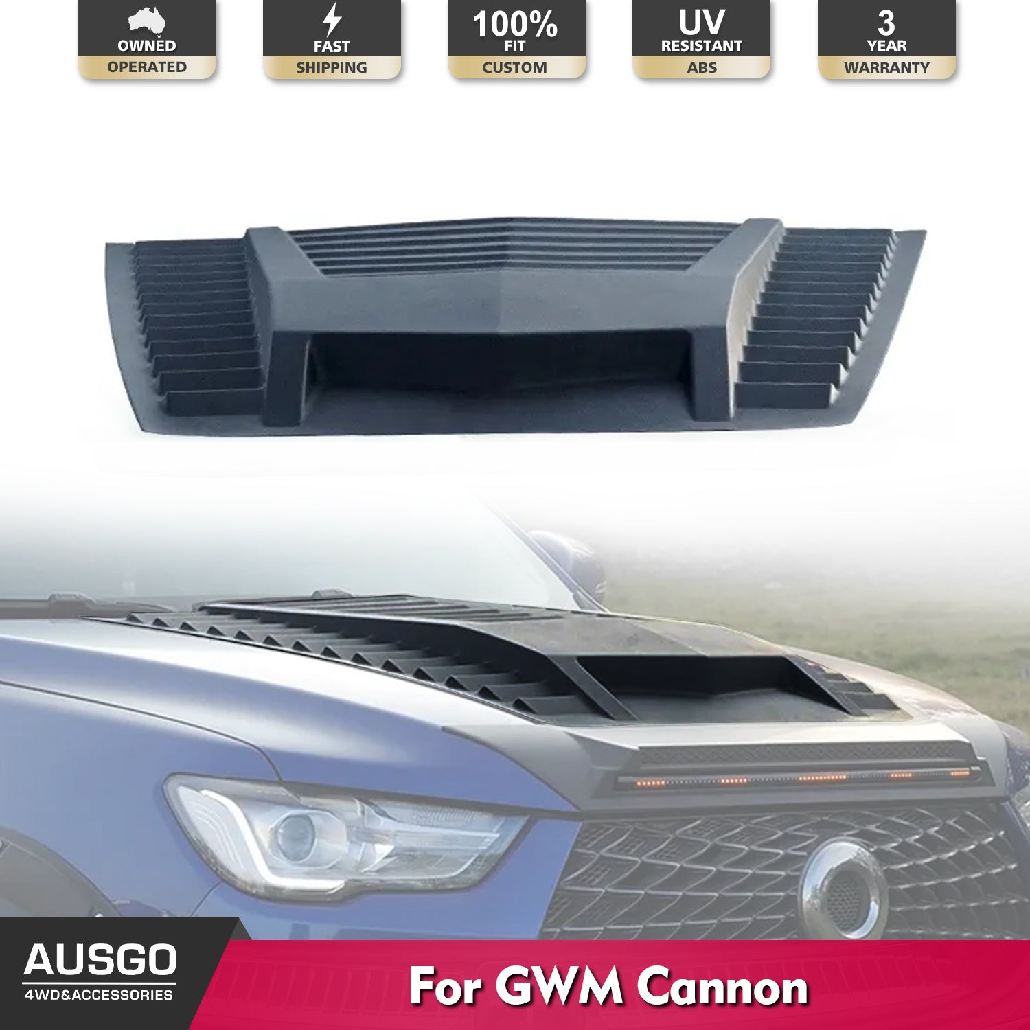 High-Performance Bonnet Scoop for GWM Cannon 2020-2023 Models | Hood Air Intake Scoop for Enhanced Engine Cooling & Aggressive Style | Perfect for Off-Roading & Performance Upgrades