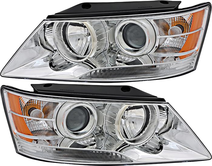 2009-2010 Hyundai Sonata Replacement Headlight Assembly Set - Halogen Headlamp Pair for Driver & Passenger Side | Perfect for Night Driving, Foggy Conditions & Vehicle Restoration