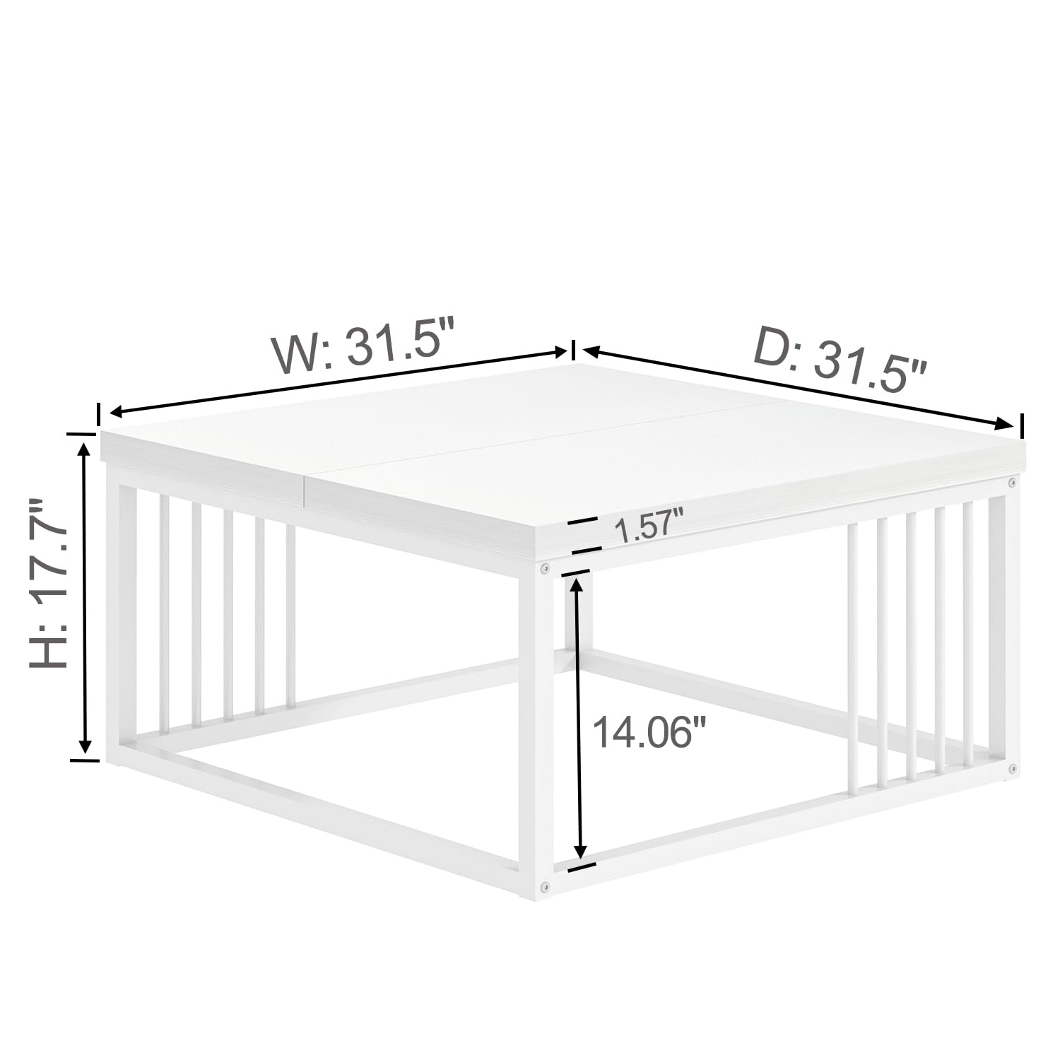 FOLUBAN 31.5 Inch White Coffee Table - Modern Rustic Wood & Metal Center Table with Industrial Design for Living Room | Perfect for Cocktail Parties, Tea Time & Lounge Decor