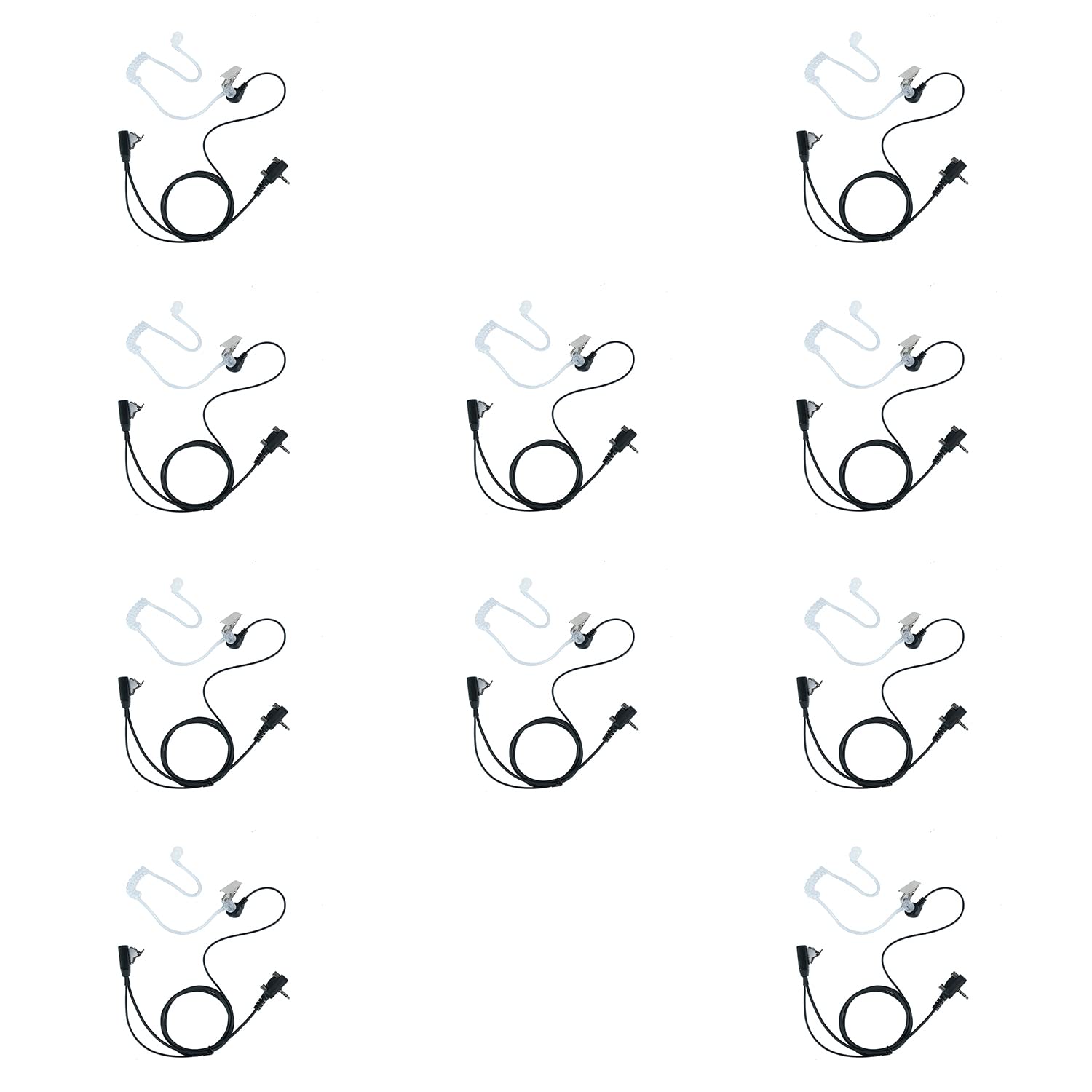 Covert Acoustic Tube Earpiece Headset with Mic for Motorola Vertex Standard 2-Way Radios VX-231 & VX-351 - 10 Pack - Ideal for Security Guards, Bodyguards, and Discreet Communication