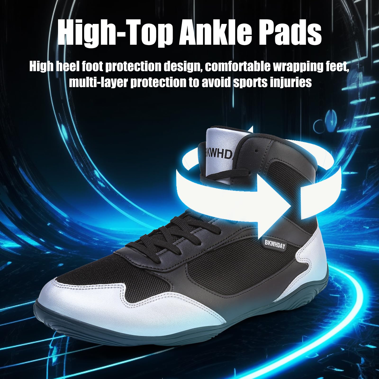Best Men's Wrestling Shoes - High Top Boxing & Powerlifting Boots for Fitness, Weight Training & Pro Wrestling | Durable & Supportive for Gym & Mat Performance