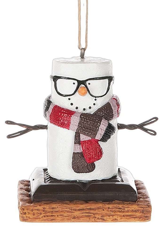 Vintage Hipster S'mores Resin Stone Christmas Ornament with Retro Glasses - Perfect for Holiday Tree Decor, Gift Exchange & Festive Home Decoration