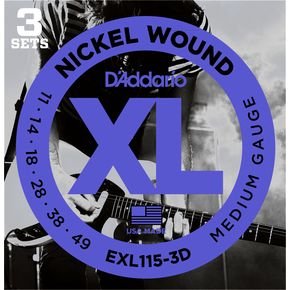 D'Addario EXL115 Electric Guitar Strings for Blues & Jazz - 3 Pack Set | Perfect for Live Performances & Studio Recording