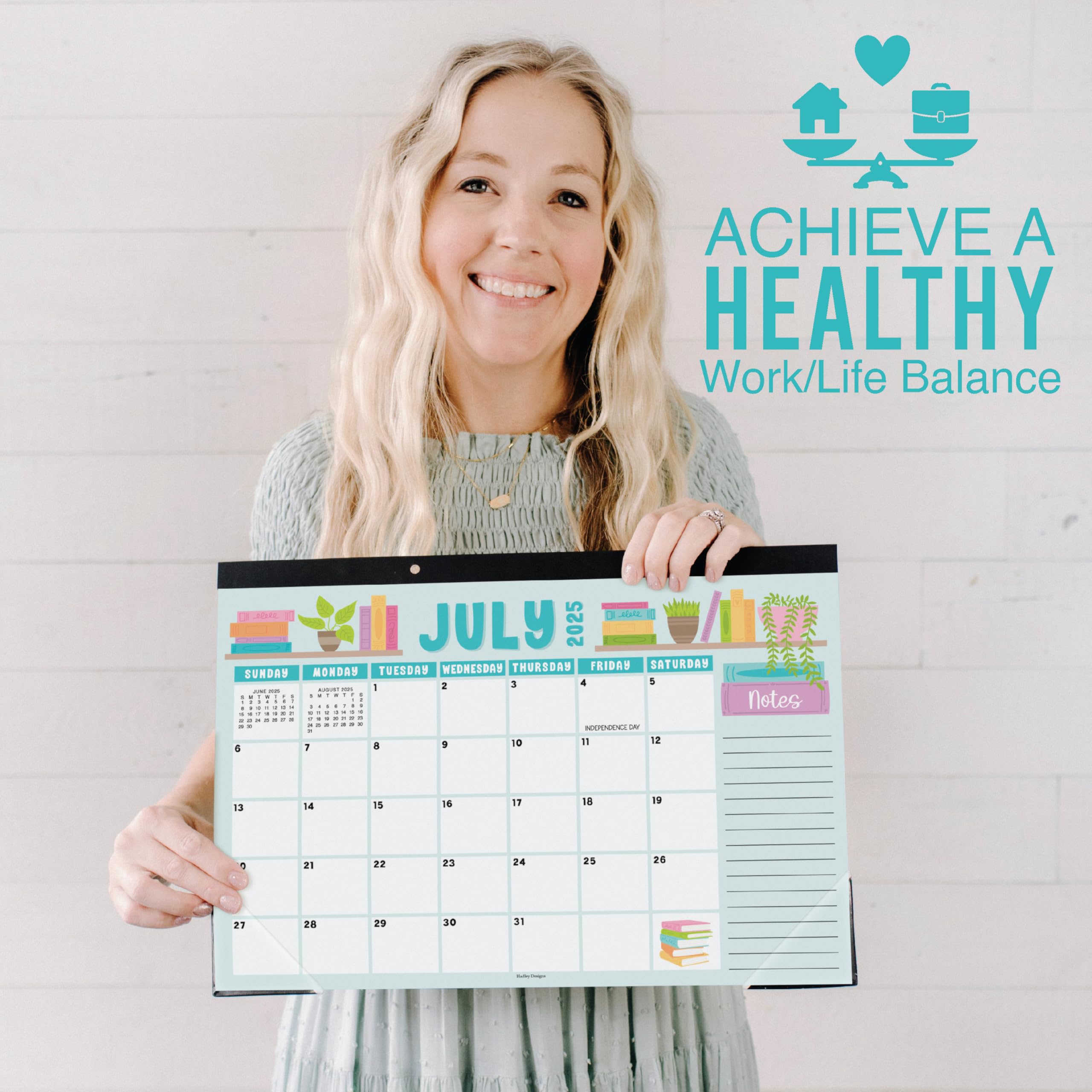Hadley Designs 2025-2026 Large 18-Month Desk Calendar | 17