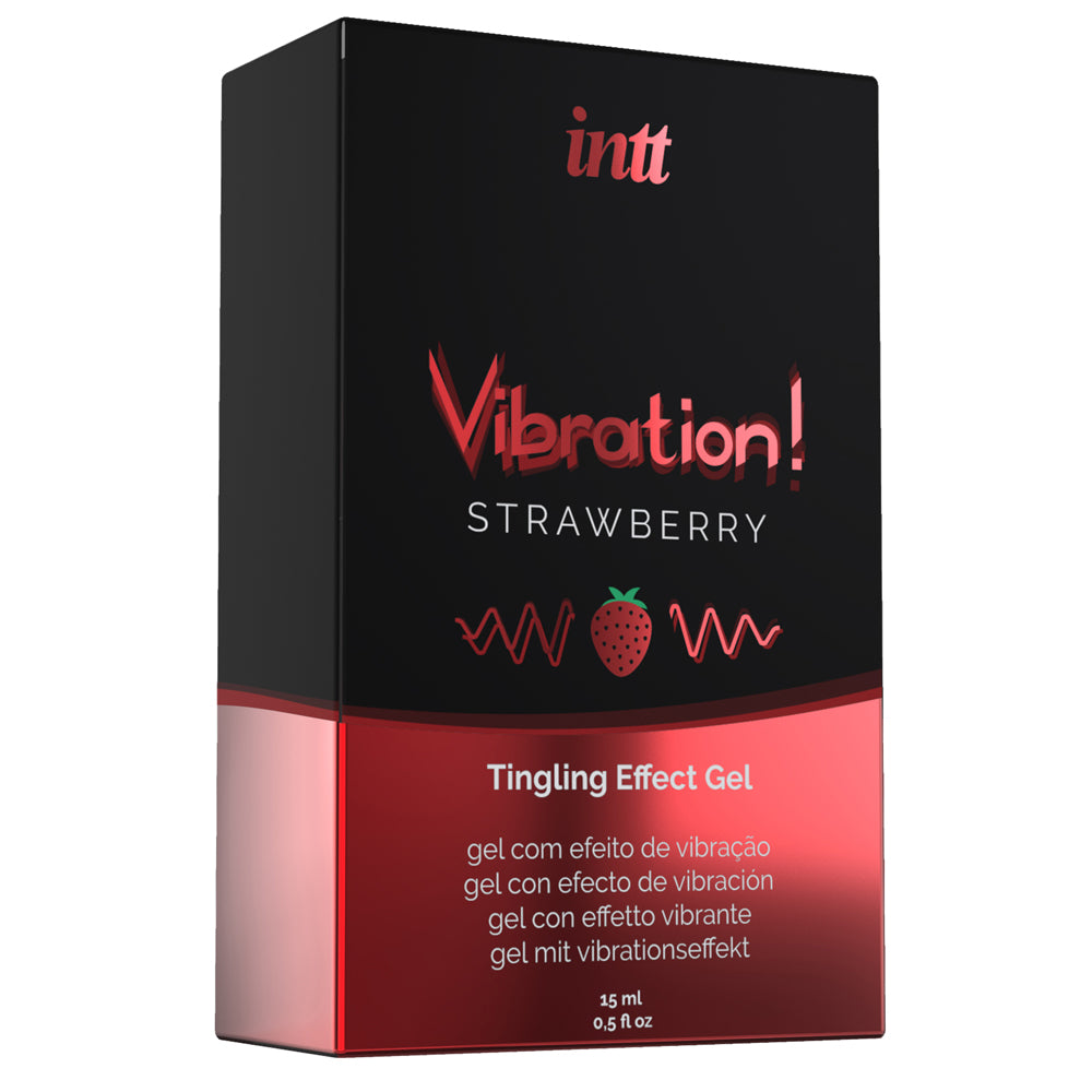 Intt Vibration Warming Gel with Tingling Effect - Strawberry Flavor for Sensual Massage & Couples Intimacy