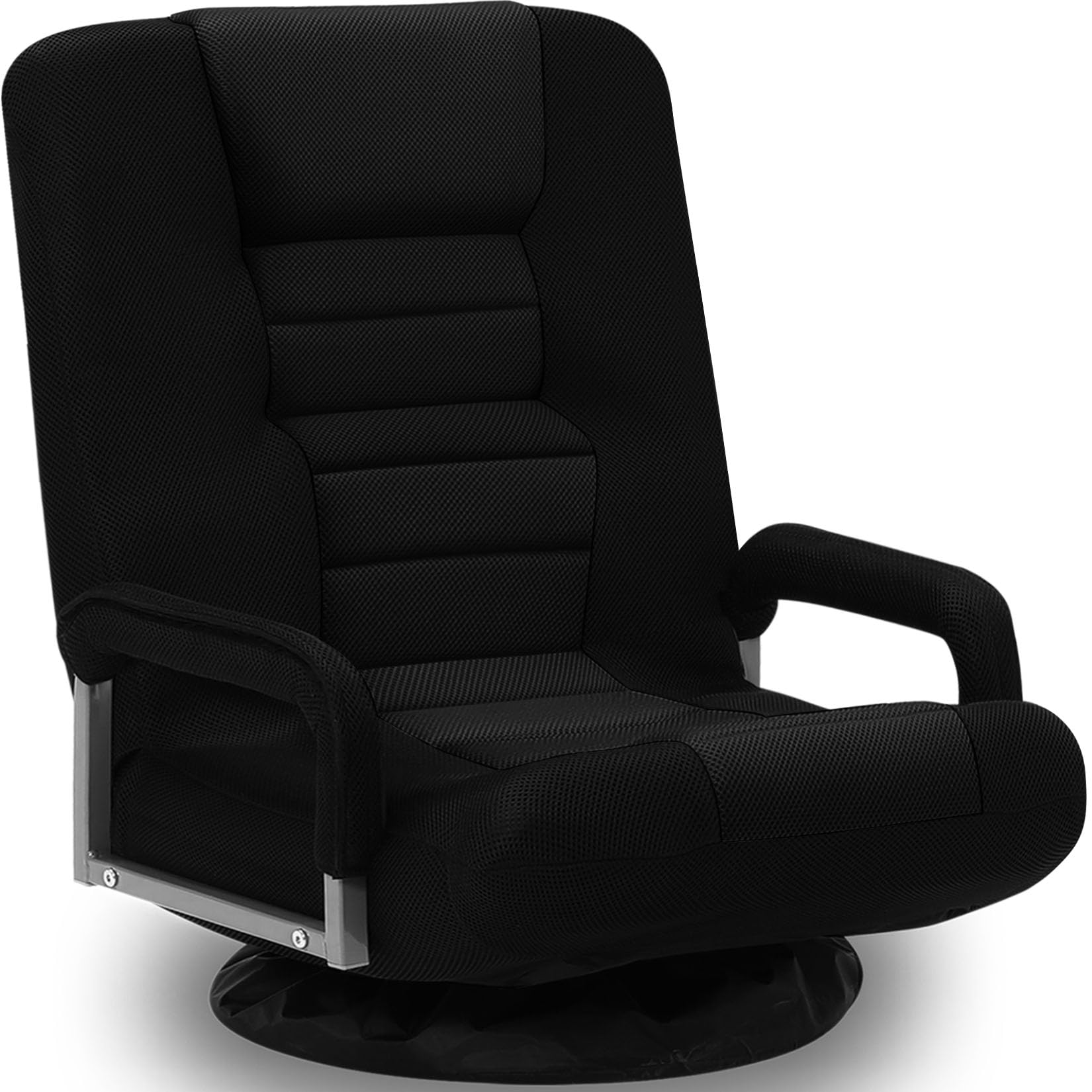 Ergonomic Swivel Gaming Chair with Lumbar Support & 6-Position Adjustable Backrest - Multi-Purpose Floor Chair for Video Games, TV Watching, Reading - Comfortable Seat for Adults & Kids (Black) - Perfect for Gaming Rooms, Home Theaters & Study Areas