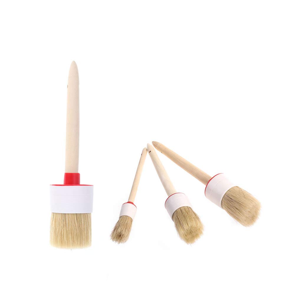 SUPVOX Round Chalk Paint Wax Brush Set of 4 - Professional Wood Finish & Furniture Waxing Tools for DIY Home Decor Projects - Perfect for Antiquing, Distressing, and Refinishing Wooden Furniture