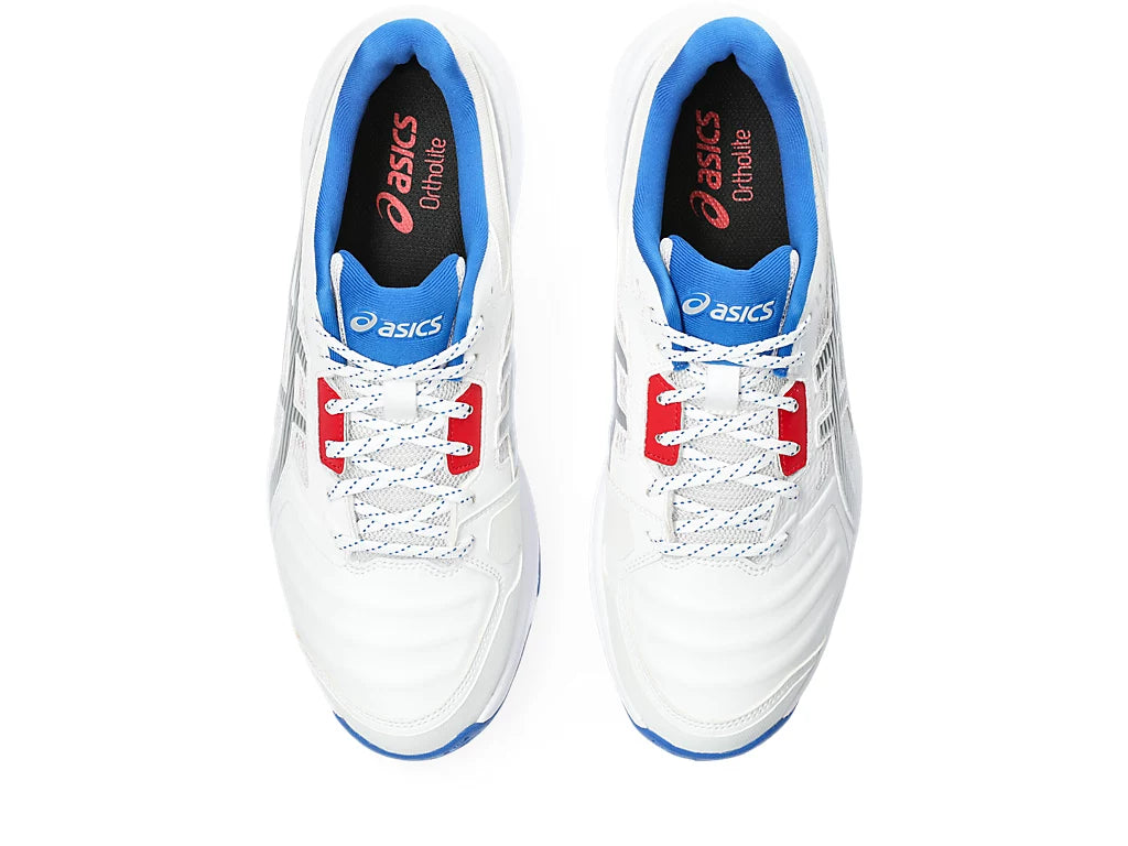 ASICS GEL-GULLY 7 Cricket Shoes - White/Pure Silver Metal Spikes for Enhanced Traction & Performance | Ideal for Professional Cricket Matches & Training