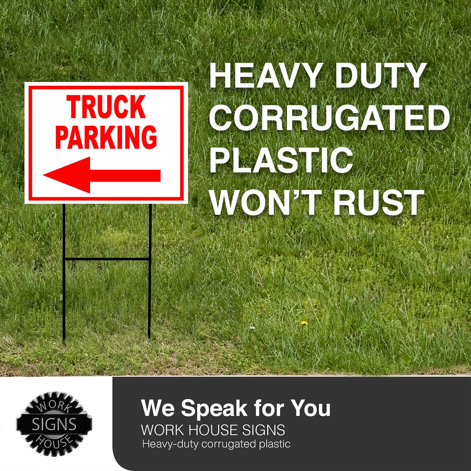 TRUCK PARKING LEFT ARROW RED YARD SIGN - 18