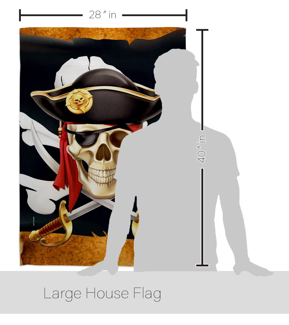 Pirate Life House Flag Set - Double-Sided Coastal Ship Skull Treasure Map Decor - Caribbean Jolly Roger Blackbeard Jack Banner for Garden, Yard & Outdoor Decor - Made in USA - Perfect for Pirate Themed Parties, Beach Houses & Nautical Decorations