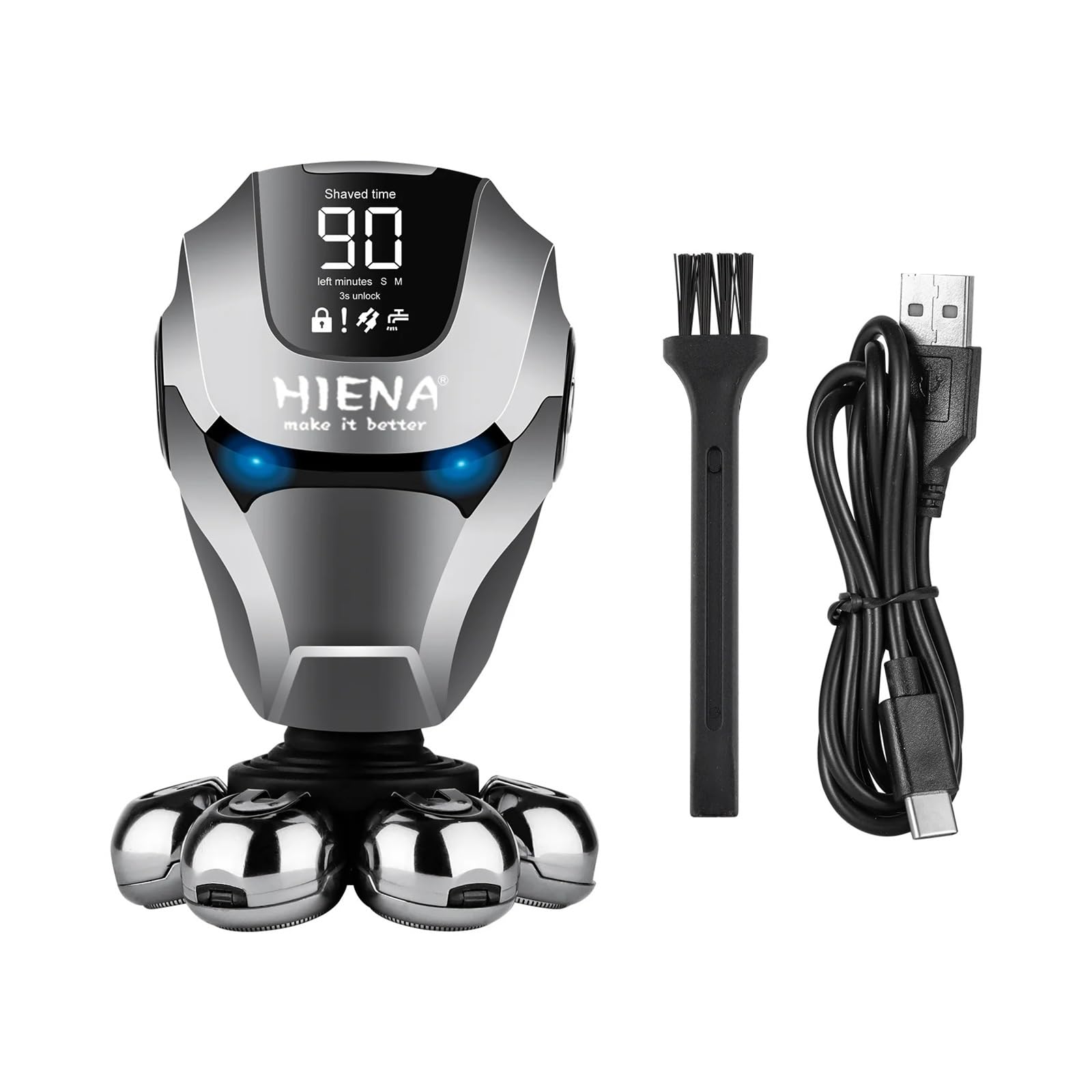 HYN-701 Professional Men's Electric Razor - 7D Floating Heads, Rechargeable Cordless Shaver with Nose Hair Trimmer & Facial Cleaning Brush for Head Shaving & Full Grooming | Perfect for Travel, Home Use & Daily Facial Care