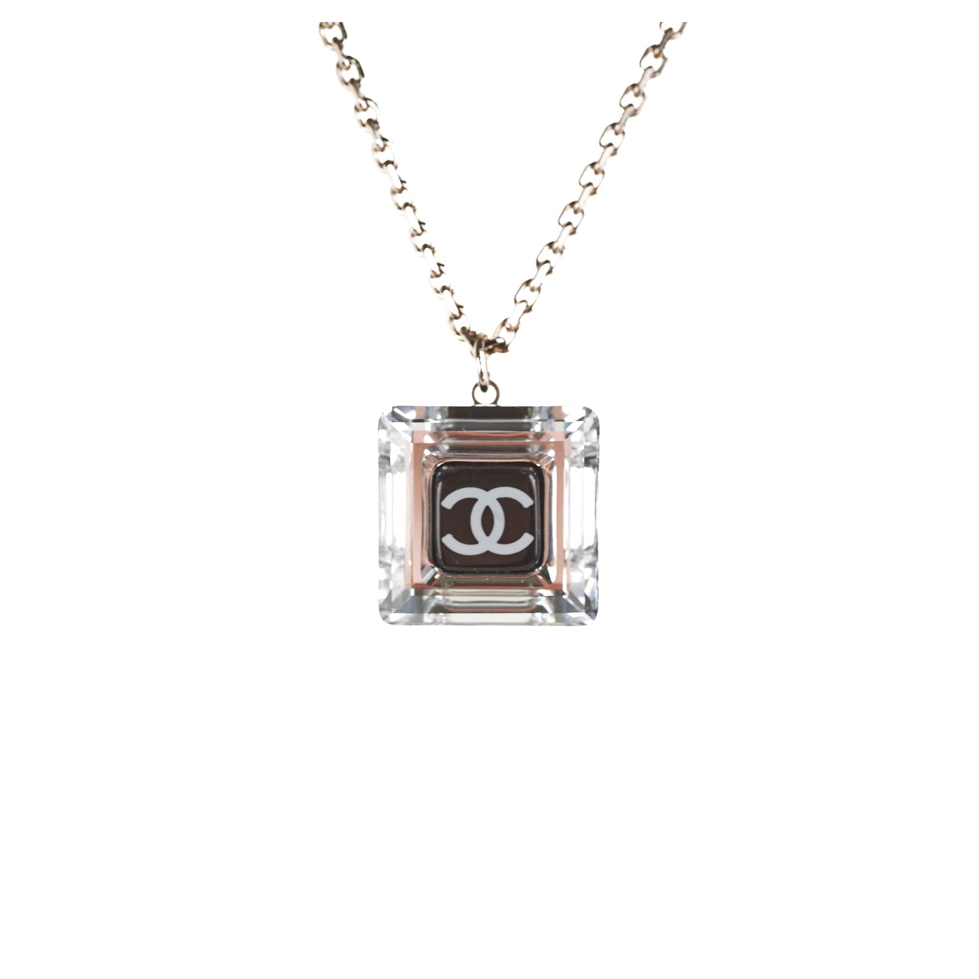 Chanel Logo Square Necklace - Fashion Jewelry for Women, Elegant Gold Plated Pendant Necklace - Perfect for Party, Wedding & Daily Wear