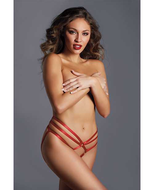 Sexy Strappy Open-Crotch Panty in Red - One Size - Perfect for Lingerie, Role Play & Sensual Moments