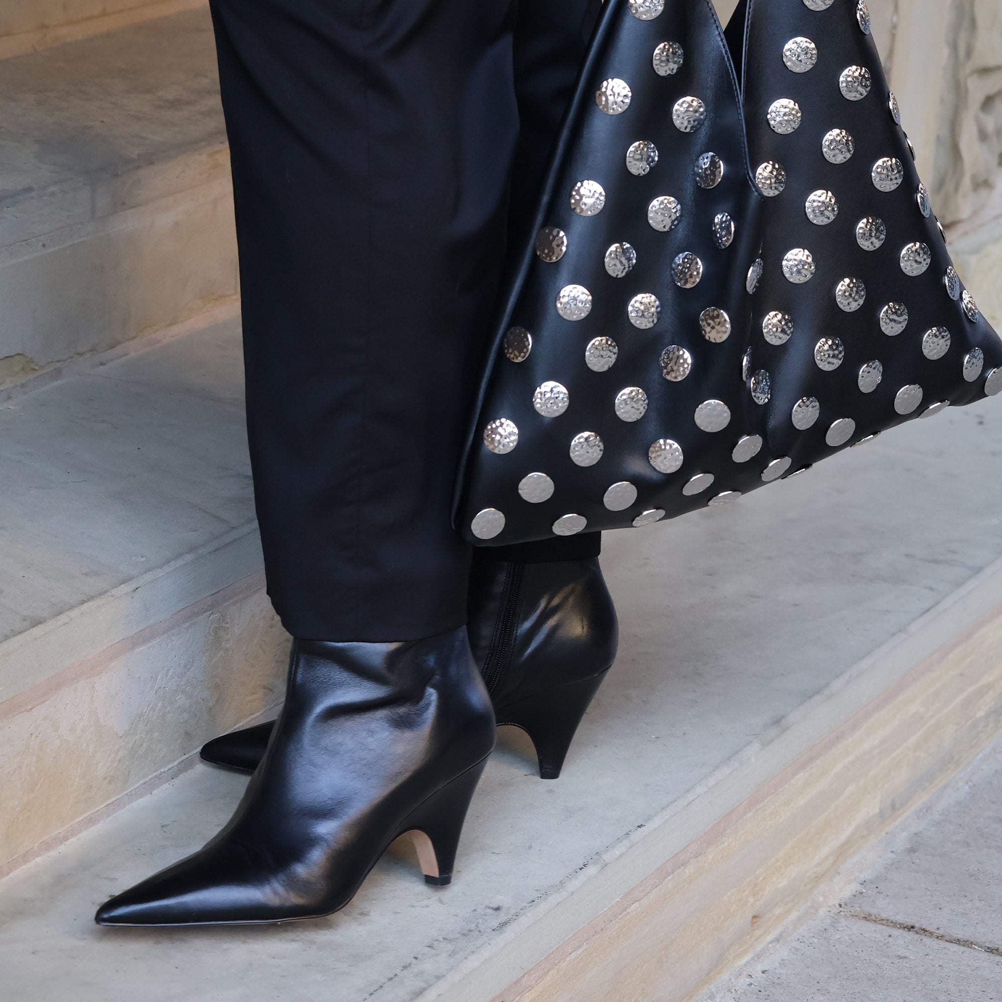 Black Leather Calico Booties for Women - Stylish & Comfortable Ankle Boots for Casual Outfits, Work & Fall Fashion