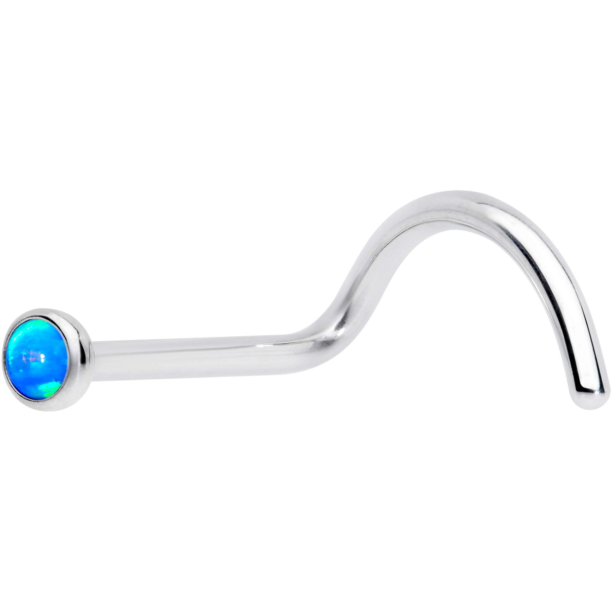 20G Titanium Nose Screw Ring with 2mm Synthetic Opal - Hypoallergenic Press Fit Nose Stud Body Jewelry (0.27