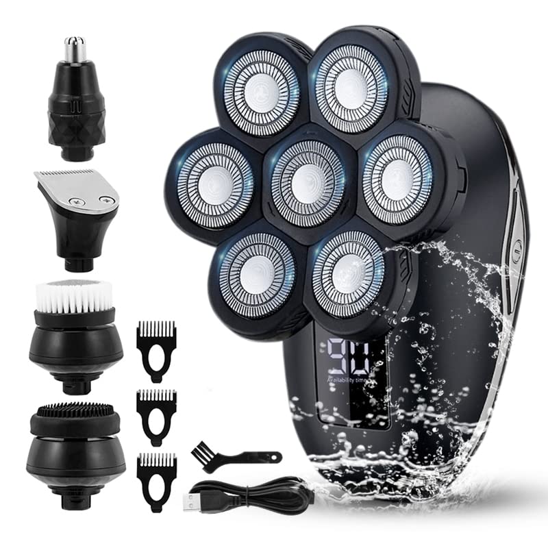 Professional Electric Razor for Men - 7 Blade Multi-Function Shaver & Bald Head Hair Clipper with LCD Display | Perfect for Beard Trimming, Grooming & Travel Kit | Ideal for Home, Office & Gym Use