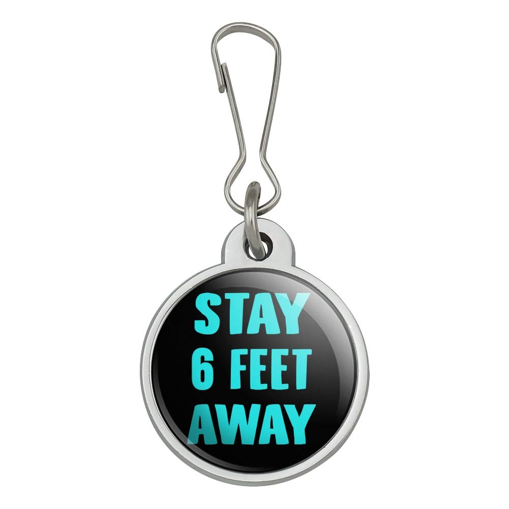 6 Feet Away Social Distancing Zipper Pull Charm - Cute Handbag Purse Luggage Backpack Accessory for Travel, School & Everyday Use