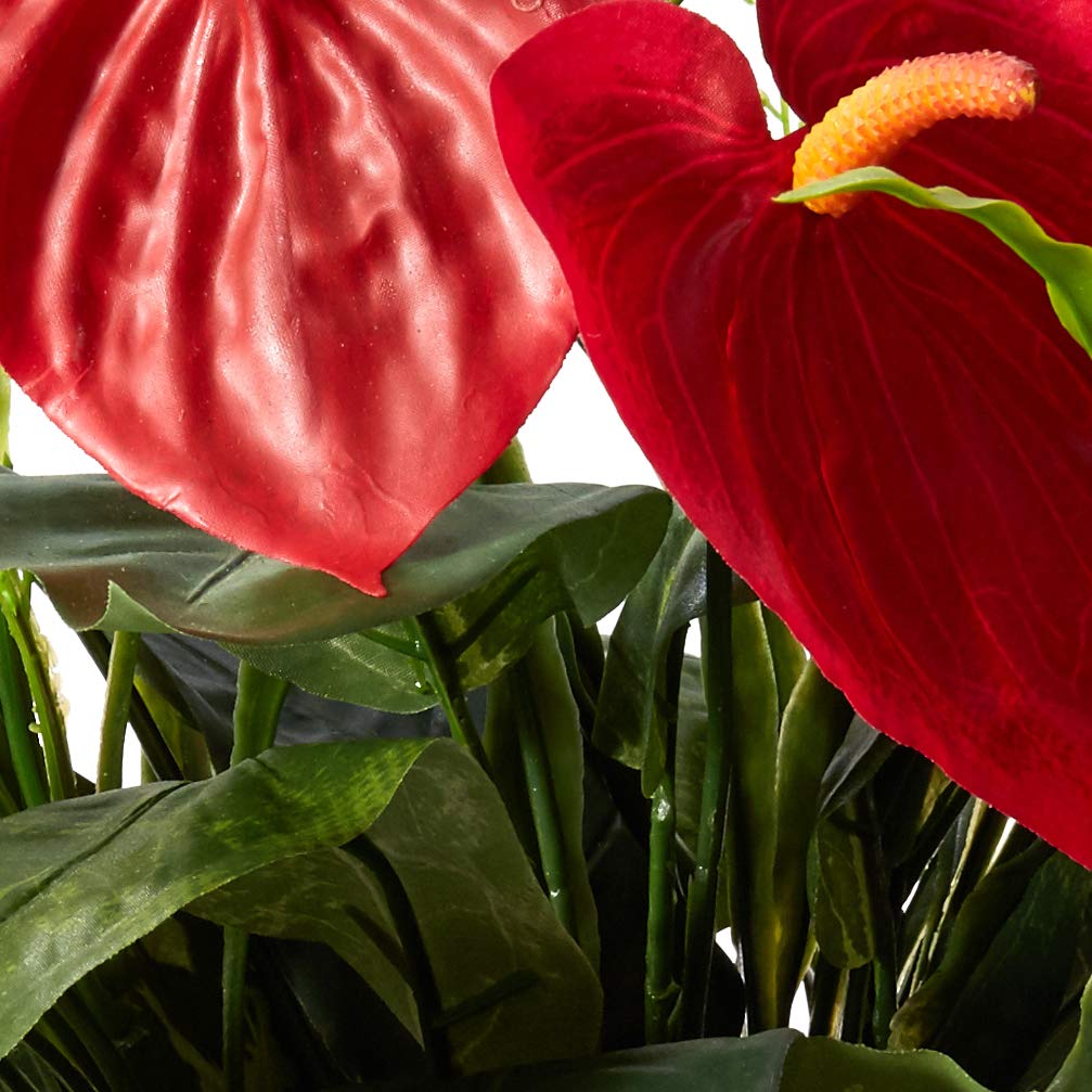 Nearly Natural Mixed Greens & Anthurium Artificial Silk Plant in Decorative Vase - Perfect for Home Office Decor, Wedding Centerpieces & Indoor Greenery