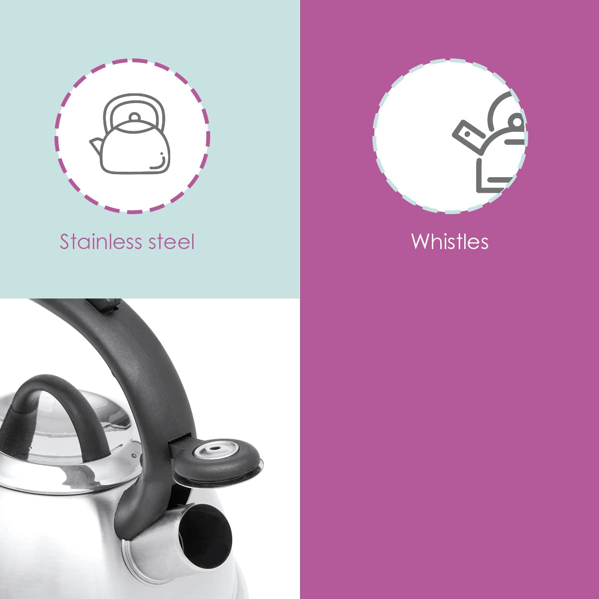 Easy Grip 2.5L Stainless Steel Tea Kettle - Silver | Fast Boiling & Durable | Perfect for Home, Office & Camping Use