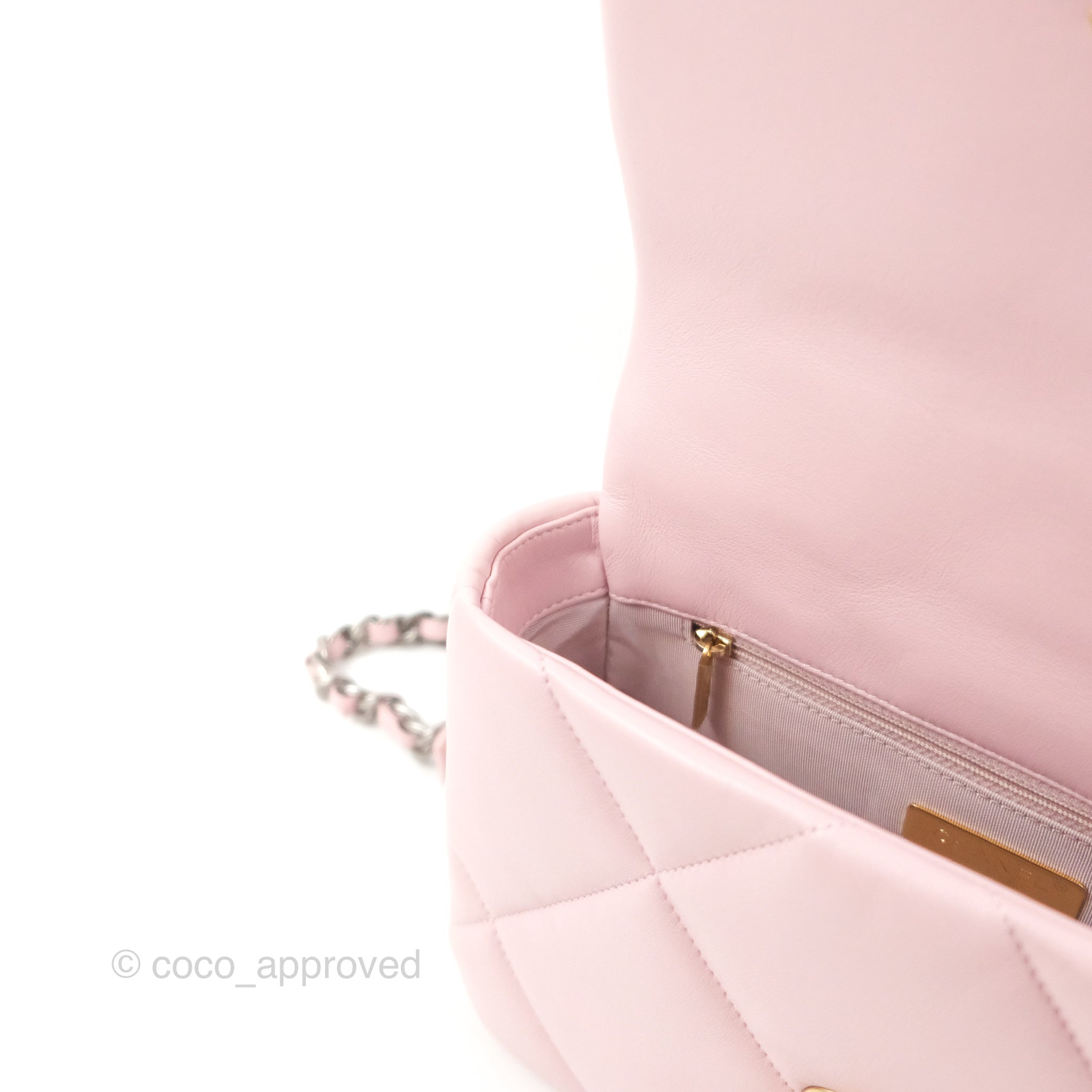 Chanel 19 Small Flap Bag Rose Clair Lambskin Leather with Mixed Hardware 21S Collection - Perfect for Date Night & Luxury Fashion Accessories