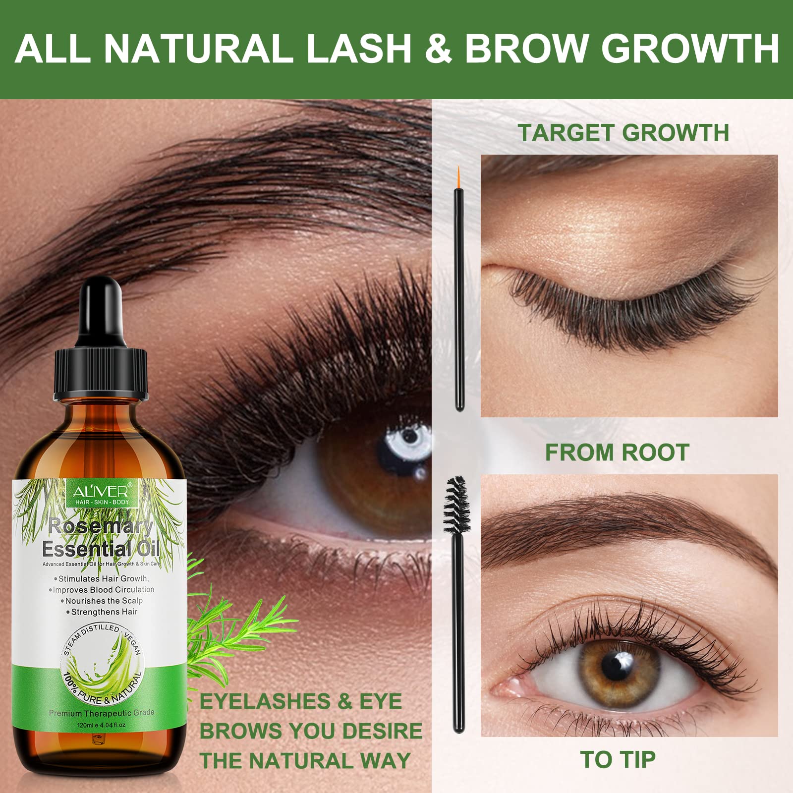Pure Organic Rosemary Oil for Hair Growth 120ml - Natural Hair Loss Treatment & Scalp Care for Men & Women - Promotes Thicker, Healthier Hair - Ideal for Daily Hair Care & Massage