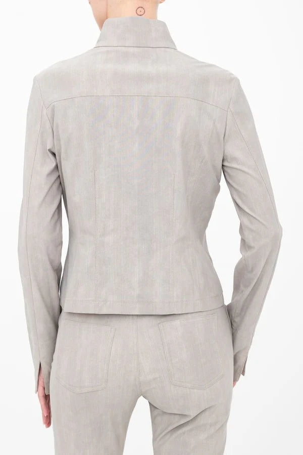 Ballard Corset Jean Jacket for Women - Slim Fit Denim Jacket with Corset Lacing Detail in Ash Gray | Perfect for Casual Outfits, Date Nights & Layering Looks