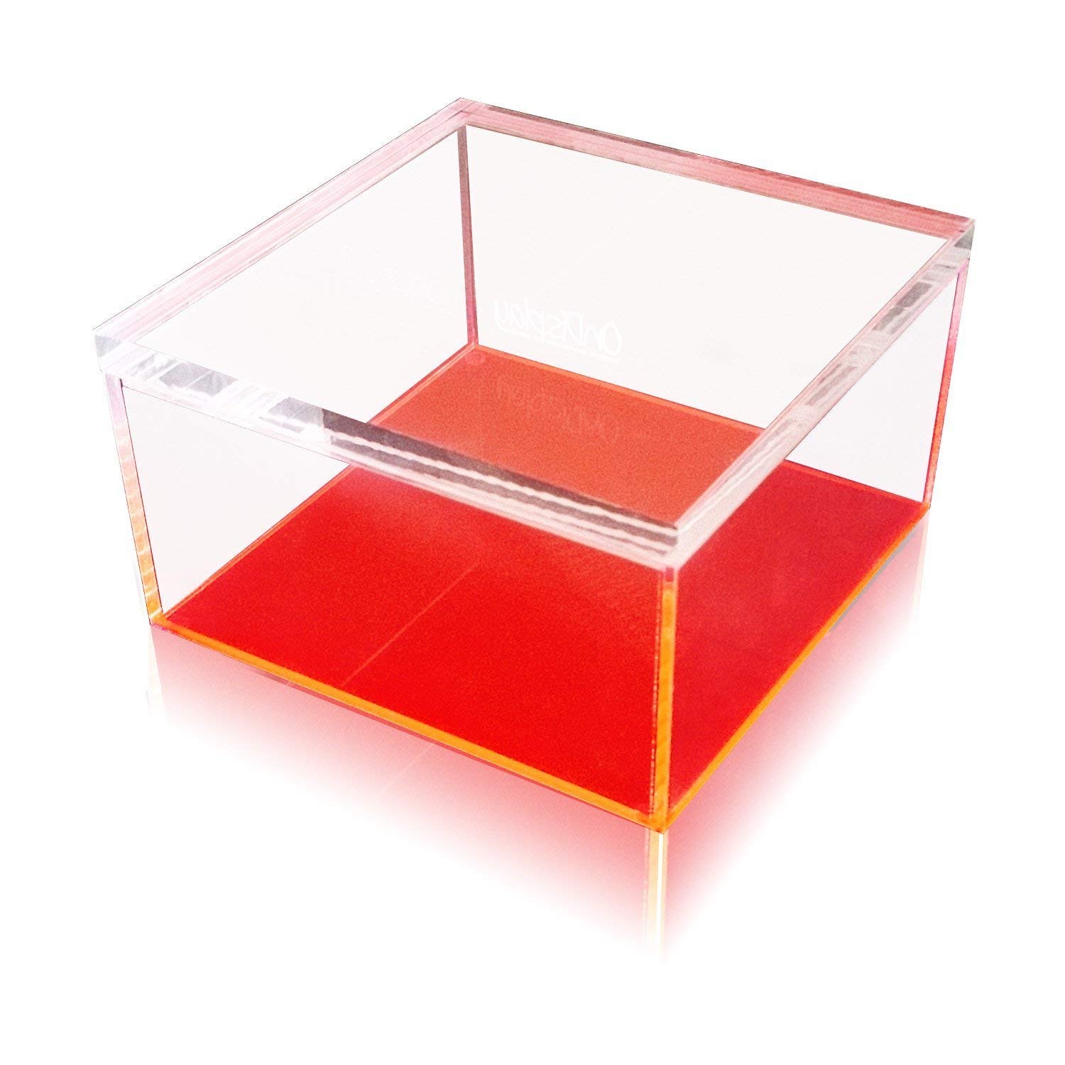 OnDisplay Electric Neon Luxe Clear Acrylic Storage Treasure Box - Medium Size | Jewelry Organizer & Keepsake Display Case for Bedroom, Vanity or Gift Giving