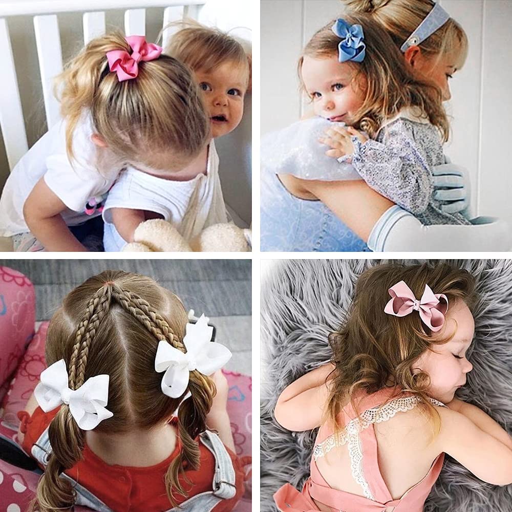 JOYOYO 40 Pcs Toddler Girls Hair Bows & Clips - Medium Size 3 Inch Grosgrain Ribbon Hair Accessories for Kids (20 Pairs) - Perfect for School, Parties, and Daily Outfits