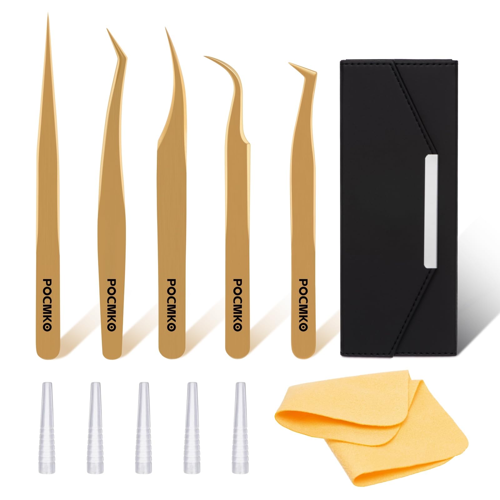 5-Piece Professional Eyelash Extension Tweezers Set - High Precision Lash Tweezers for Volume & Classic Extensions, Salon-Grade Lash Tools for Perfect Application - Ideal for Lash Artists & DIY Beauty Enthusiasts