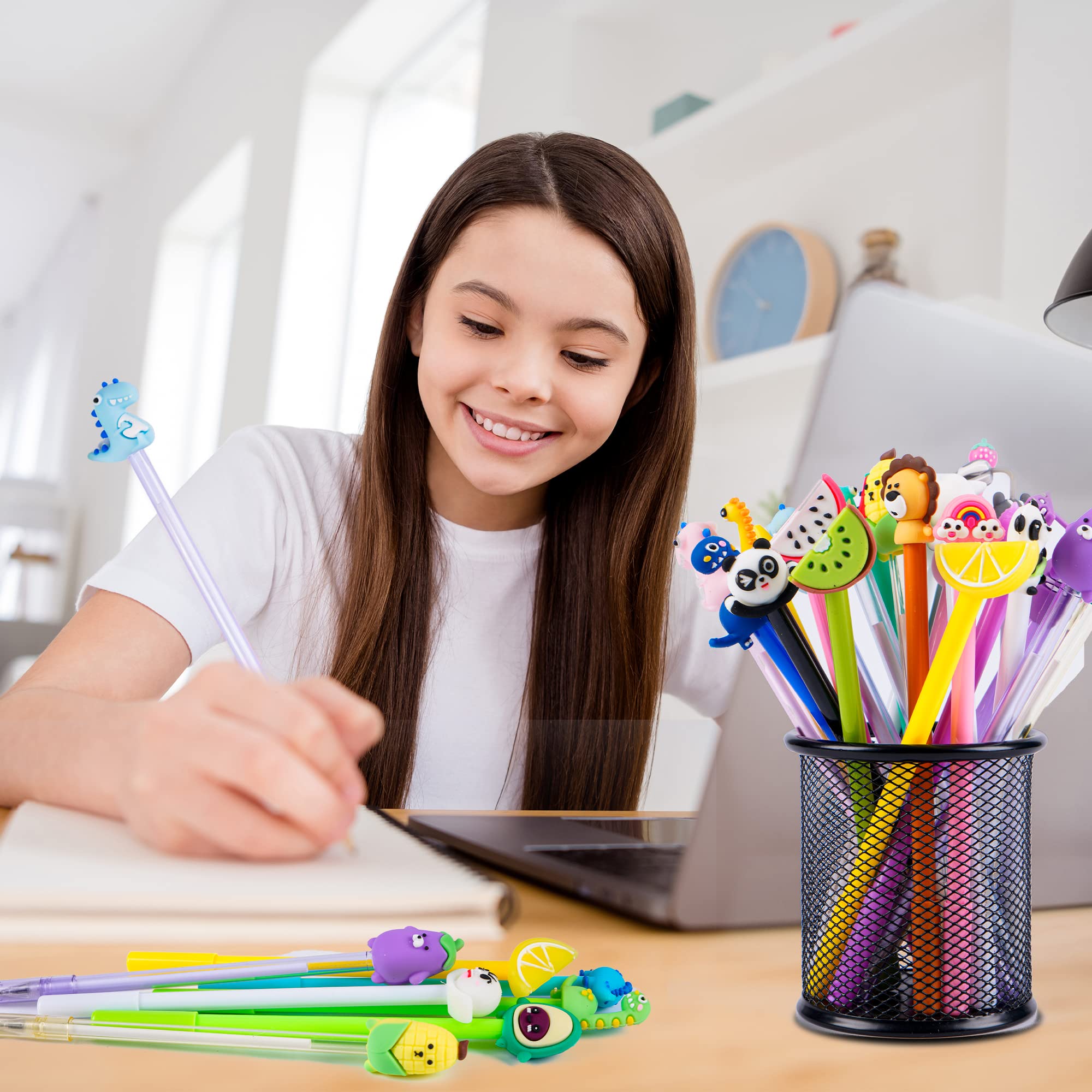 100-Piece Cute Cartoon Animal & Dinosaur Gel Pens Set - Black Ink Kawaii Writing Pens for Kids, School, Office & Home Use - 50 Fun Styles - Perfect for Note Taking, Journaling, Gift Giving & Creative Projects