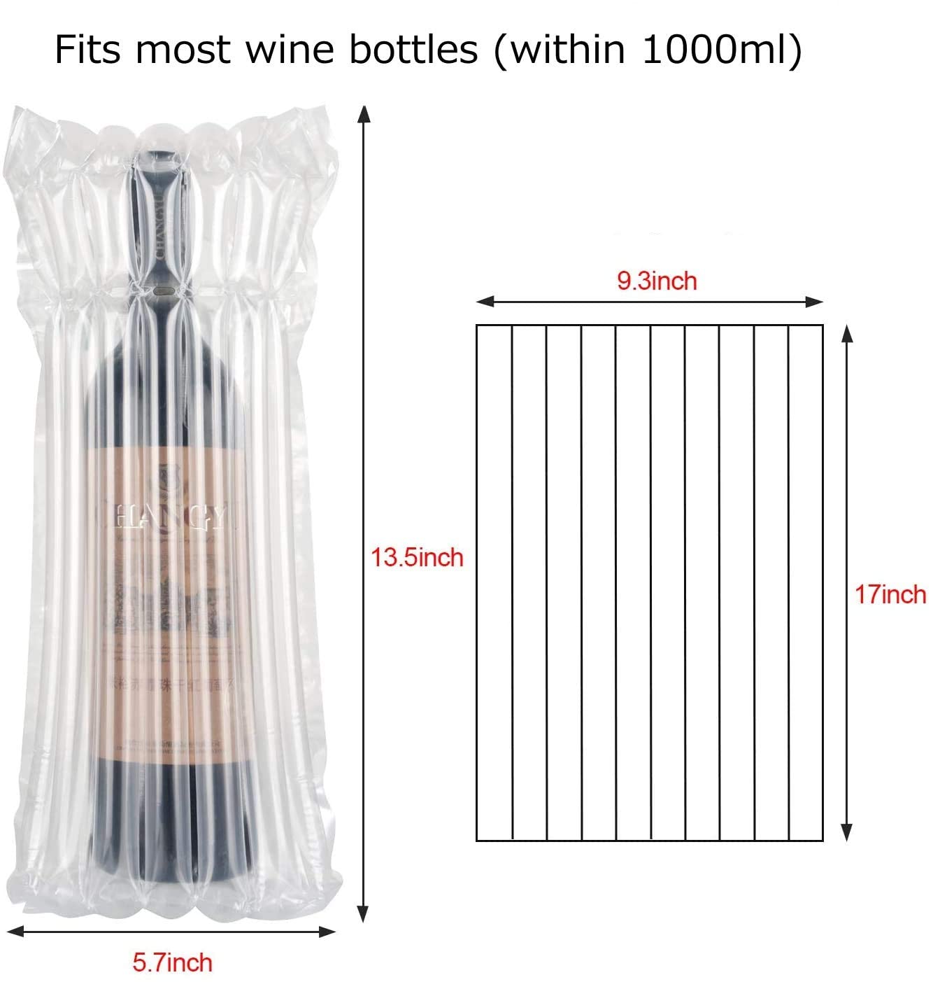 50 Packs LIVEBAY Inflatable Wine Bottle Protector Bags - Air Column Cushion with Pump for Safe Glass Bottle Transportation | Perfect for Airplane Travel, Moving & Fragile Item Shipping