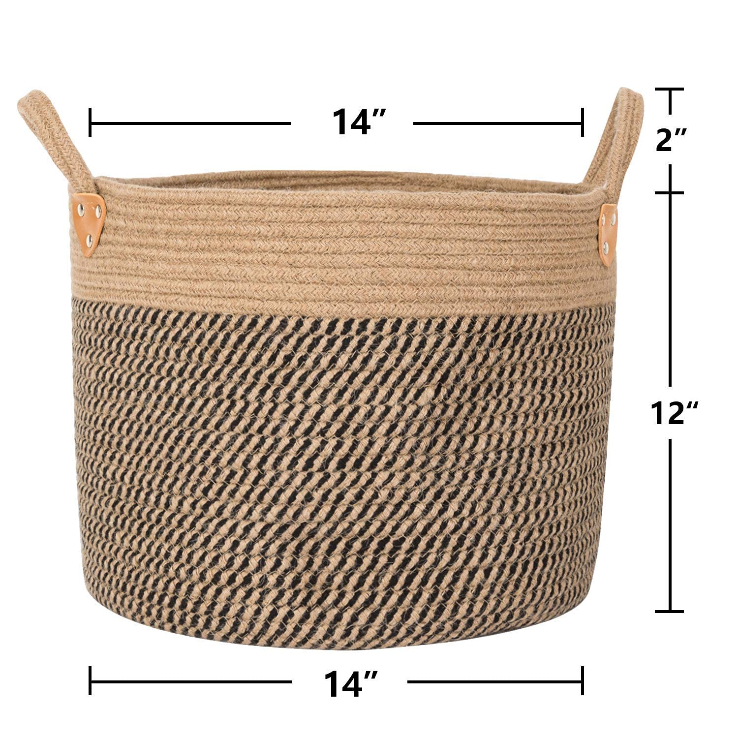 CHICVITA Large Jute Basket with Handles - Natural Woven Storage Baskets Set of 2 for Home Organization, Laundry, Blanket & Toy Storage - Eco-Friendly Decor for Living Room, Bedroom & Nursery