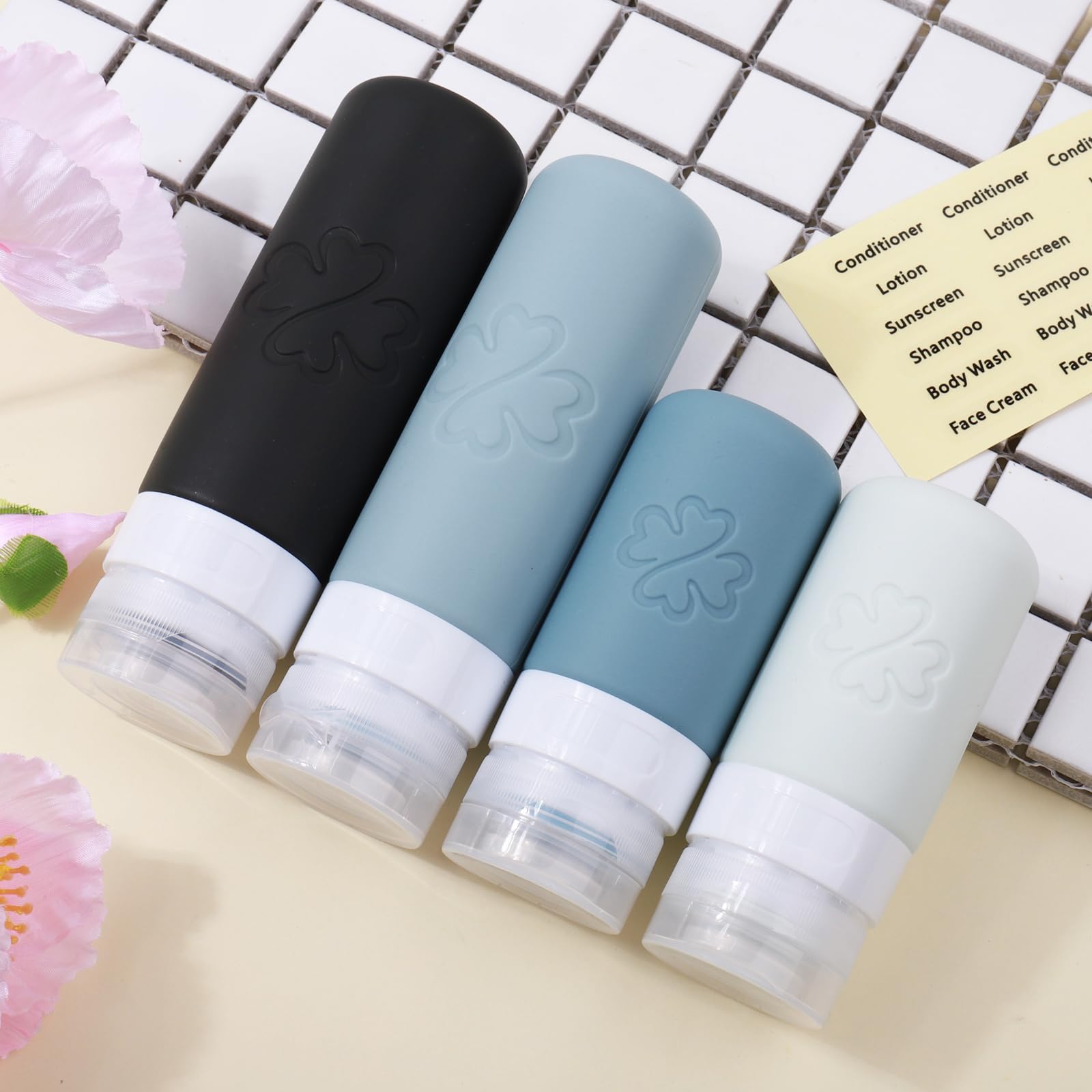 GLAMFIELDS 18 Pack TSA Approved Leak Proof Travel Bottles for Shampoo, Conditioner & Lotion | Silicone Refillable Toiletry Containers | Perfect for Air Travel, Gym & Vacation Essentials (Multicolor)