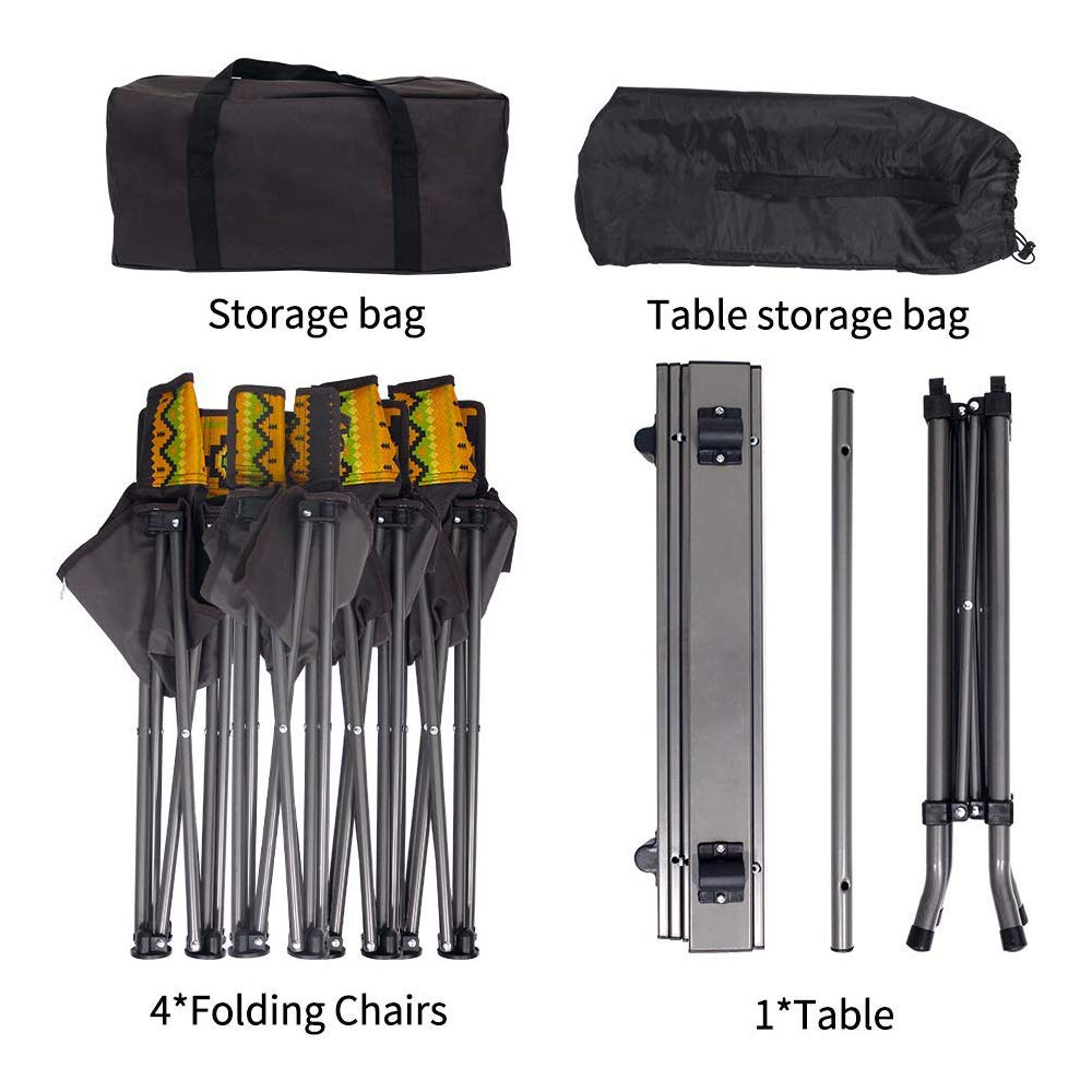 Portable 5-Piece Folding Camping Table and Chairs Set - Lightweight Outdoor Picnic, Beach, Patio & Travel Furniture with Carrying Bag - Perfect for Backyard BBQs, Beach Trips & Camping Adventures