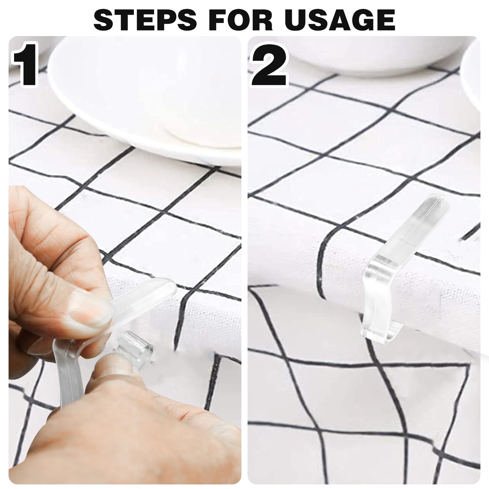 48 Pcs Clear Plastic Tablecloth Clips for Outdoor Picnic Tables - Heavy Duty Table Cover Clamps for Party Events, Weddings, BBQs - Securely Hold Table Skirts & Tablecloths in Windy Conditions