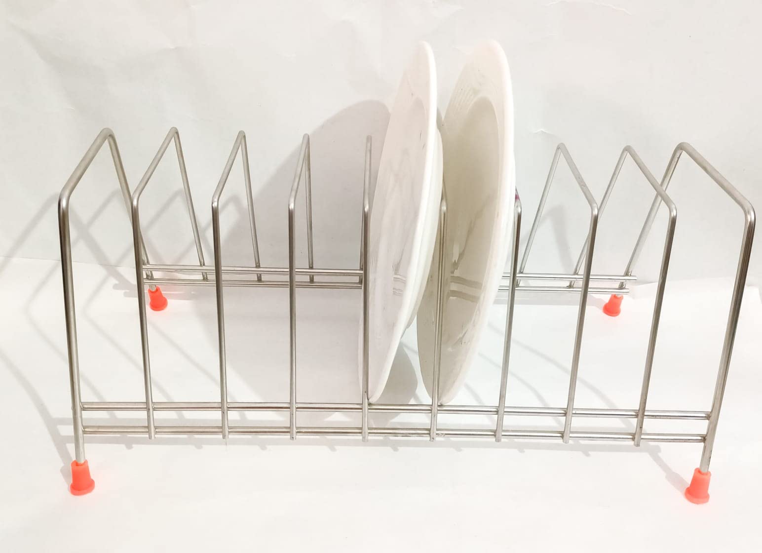Zepdos Stainless Steel Square Plate Rack with Cup Holder & Lid Stand - 9 Plate Organizer for Kitchen Countertop (Pack of 2) | Perfect for Dish Drying, Thali Storage & Space-Saving Kitchen Organization