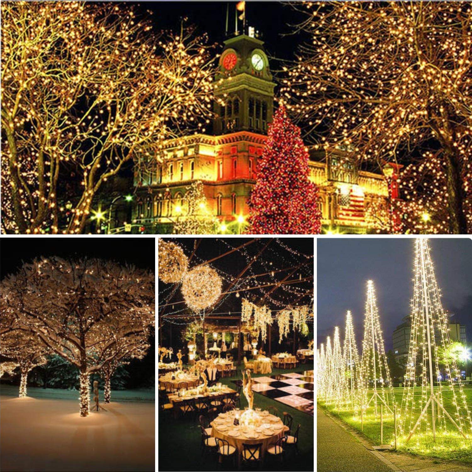 2 Pack 100 LED Solar Powered String Lights - 33FT Copper Wire Outdoor Waterproof Fairy Lights with 8 Modes for Garden, Patio, Party, Christmas & Home Decor (Warm White) | Perfect for Backyard, Wedding, Landscape Lighting and Holiday Decoration
