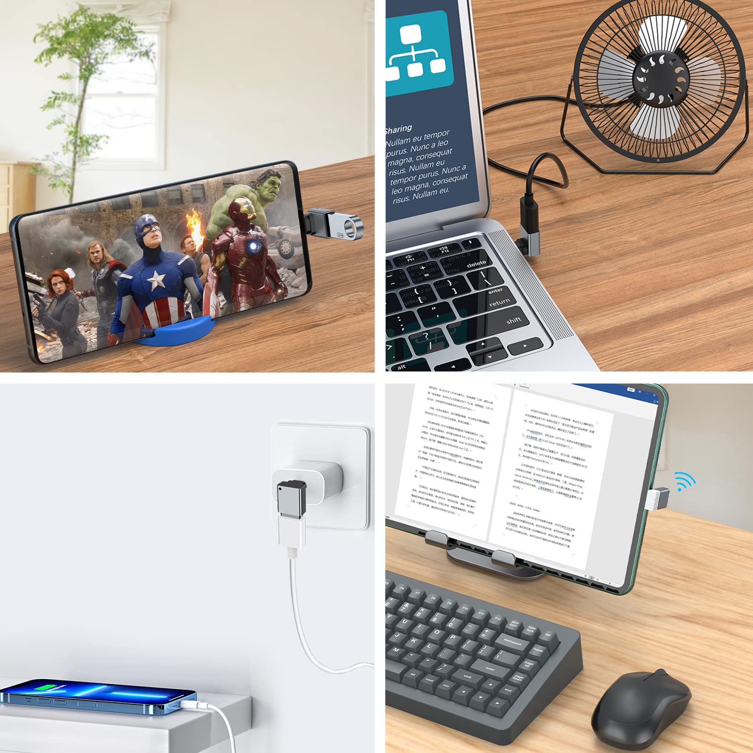 90 Degree USB C to USB 3.0 Adapter (3-Pack) - Up & Down Angled USB-C Male to USB Female Converter for MacBook Pro 2020/iMac/MacBook Air 2022/Dell XPS - Thunderbolt 4/3 Compatible - Perfect for Office, Travel & Home Workspace Setup