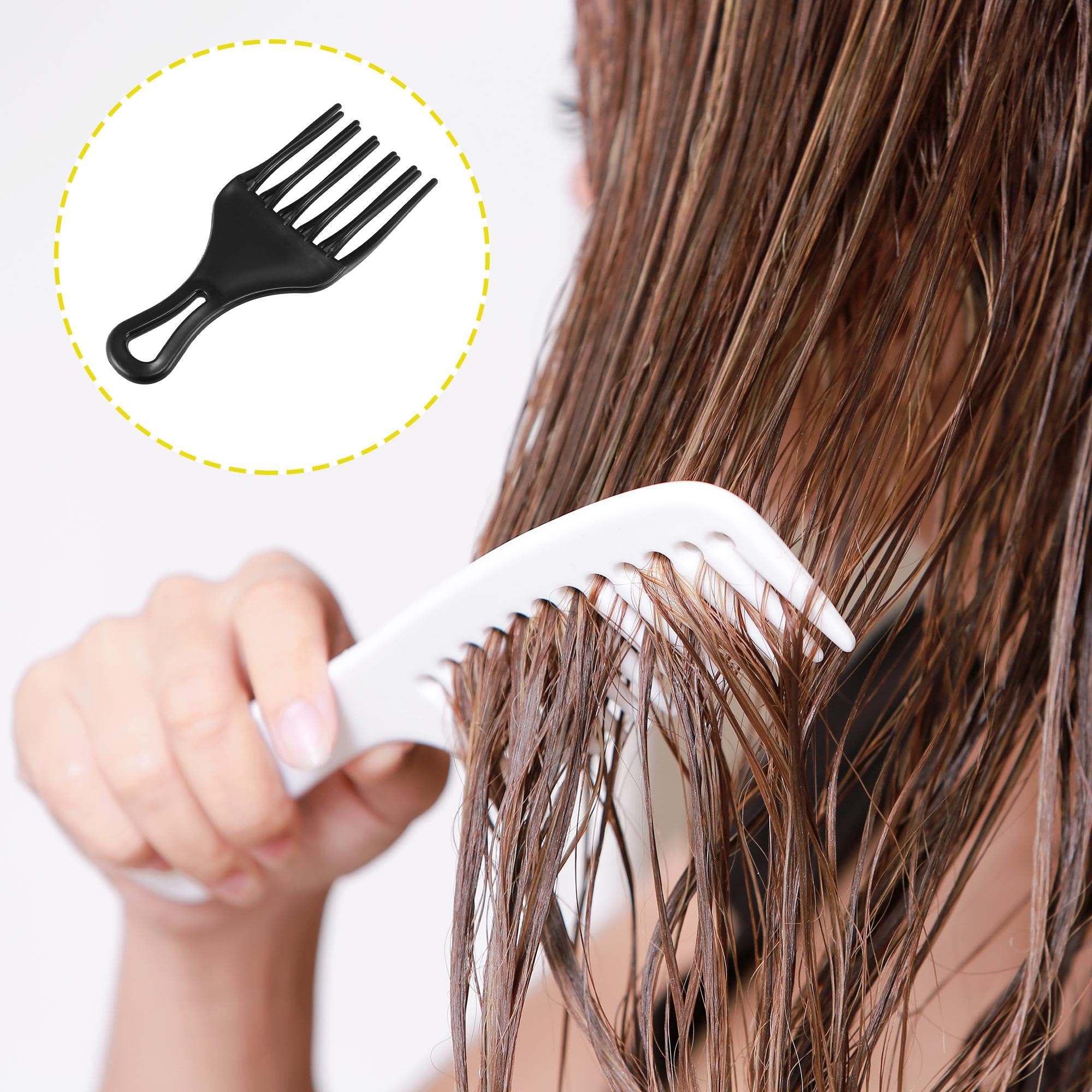 VOCOSTE Afro Hair Pick Comb - Small Hair Fork Styling Tool for Curly & Natural Hair - Plastic Black Comb for Men & Women - Perfect for Salon Styling, Daily Grooming & Travel Use