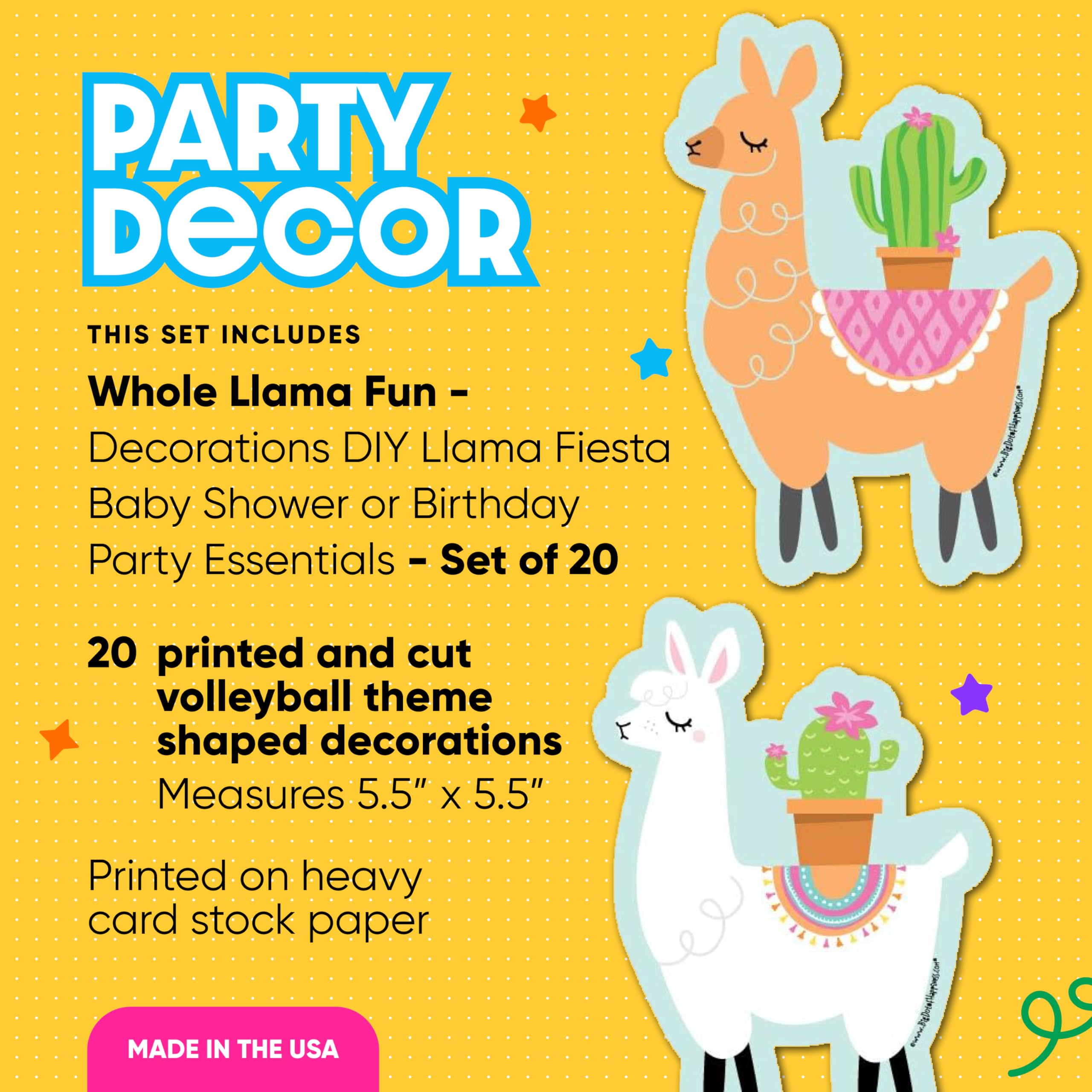 Big Dot of Happiness Whole Llama Fun Party Decorations - 20-Piece DIY Llama Theme Kit for Baby Showers, Birthdays & Fiesta Celebrations - Perfect for Wall Decor, Table Centerpieces & Photo Backdrops