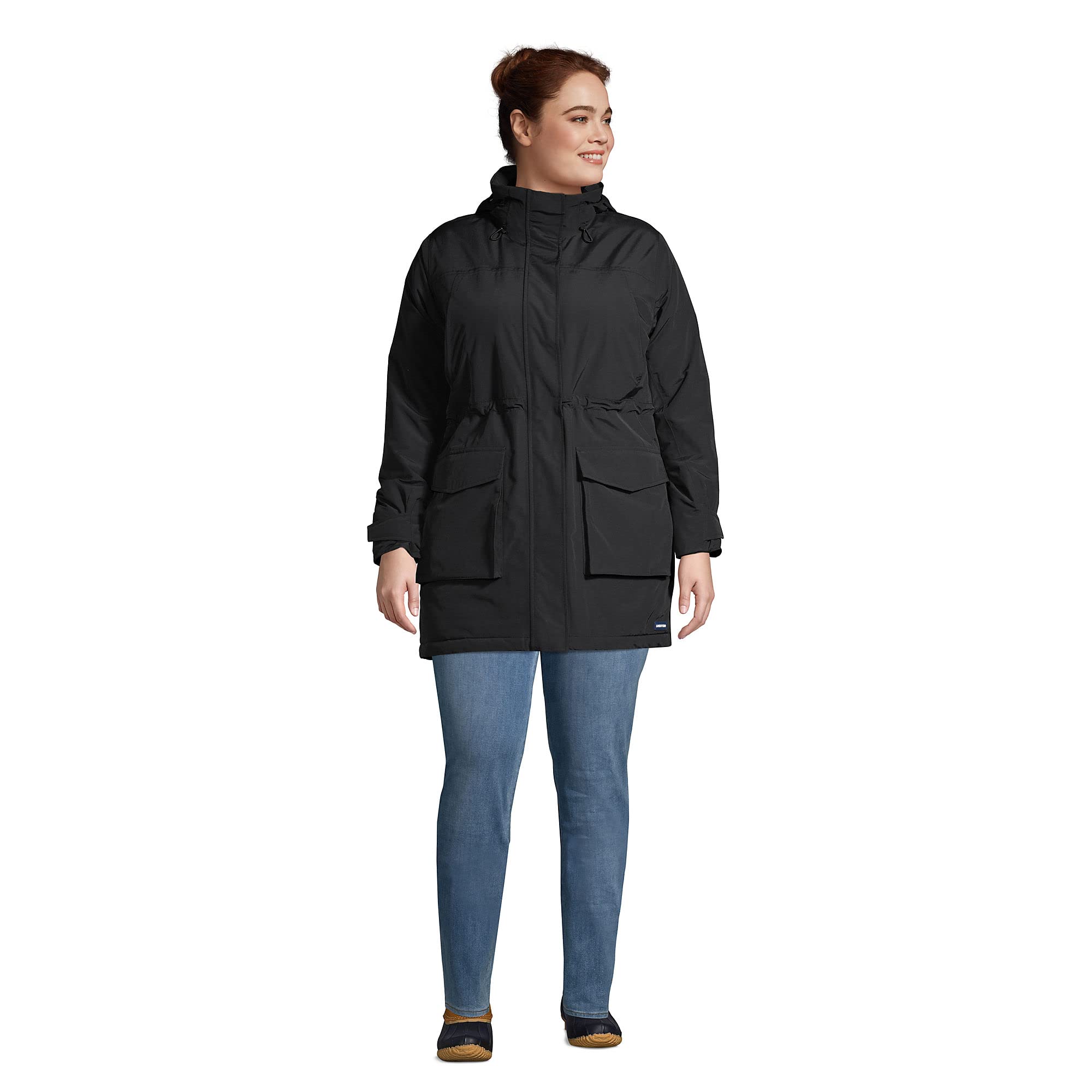 Lands' End Women's Squall Insulated Parka - Waterproof Winter Coat, Black, Petite Plus Size 3X - Perfect for Cold Weather, Snow Activities & Outdoor Adventures