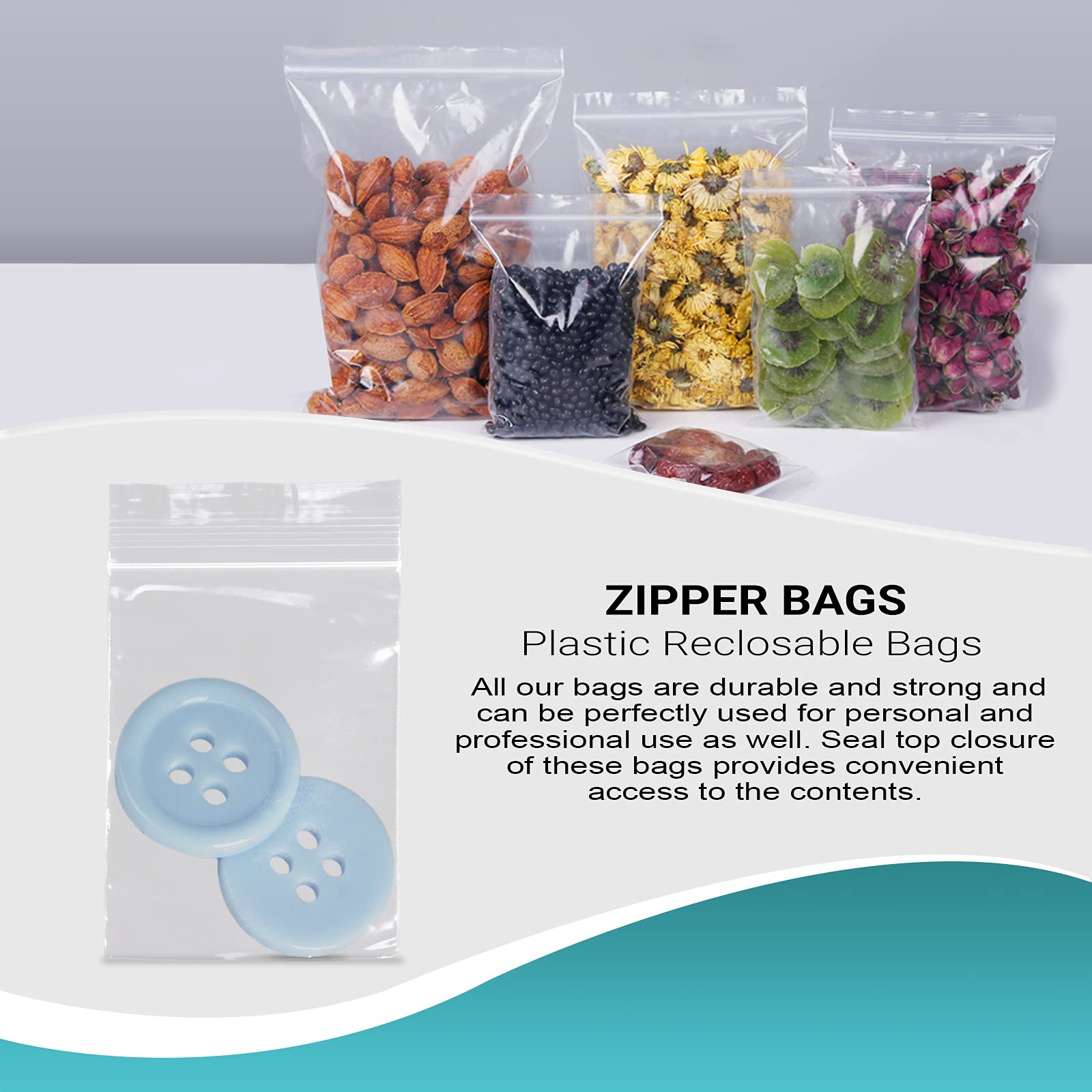 1000 Pack 2x3 Inches Clear Reclosable Zipper Bags - 2 Mil Waterproof Plastic Jewelry Storage Bags with Secure Zipper Closure | Perfect for Jewelry, Crafts, Beads, Small Parts & Industrial Use
