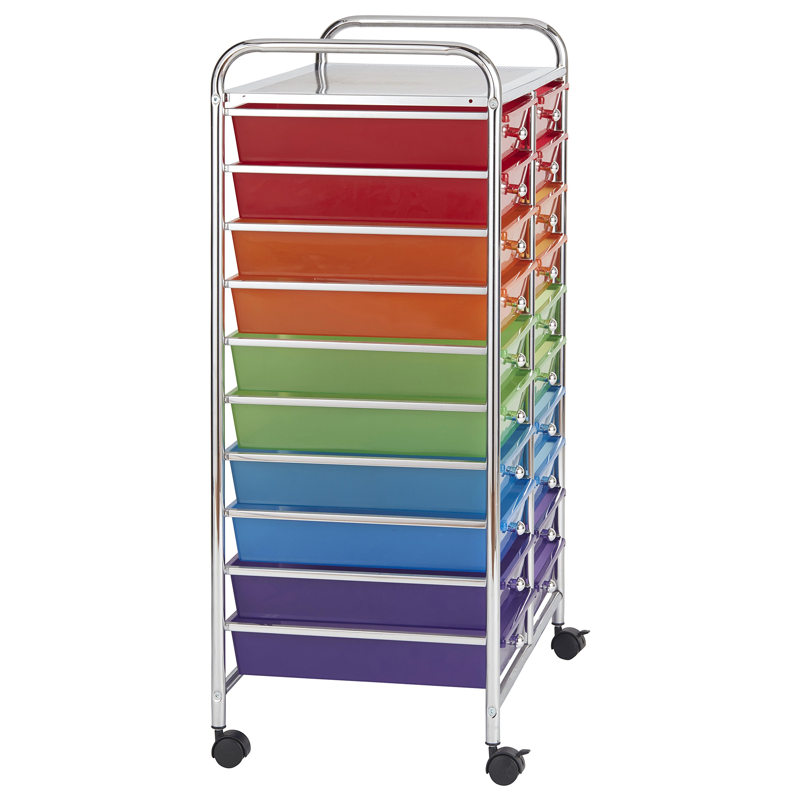 ECR4Kids 20-Drawer Mobile Organizer Cart - Rolling Storage Cabinet for Classroom, Office & Home Organization - Perfect for School Supplies, Art Materials & Craft Storage