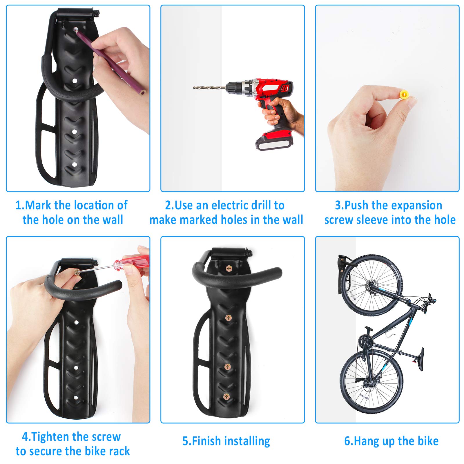 Heavy Duty Bike Wall Mount Hook Rack - 1 Pack Vertical Bicycle Storage Hanger with Screws for Garage & Indoor Use | Secure Bike Organizer for Home, Apartment, Cycling Enthusiasts | Black