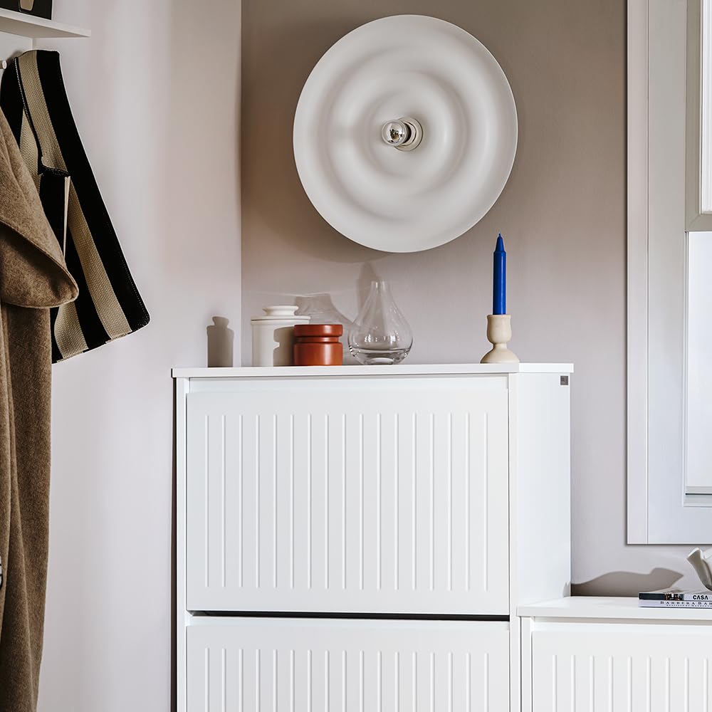 3-Tier Flip-Drawer Shoe Storage Cabinet - Freestanding Shoe Organizer for Entryway & Narrow Hallway - White Shoe Rack for Small Spaces - Perfect for Apartments, Dorm Rooms & Closet Organization